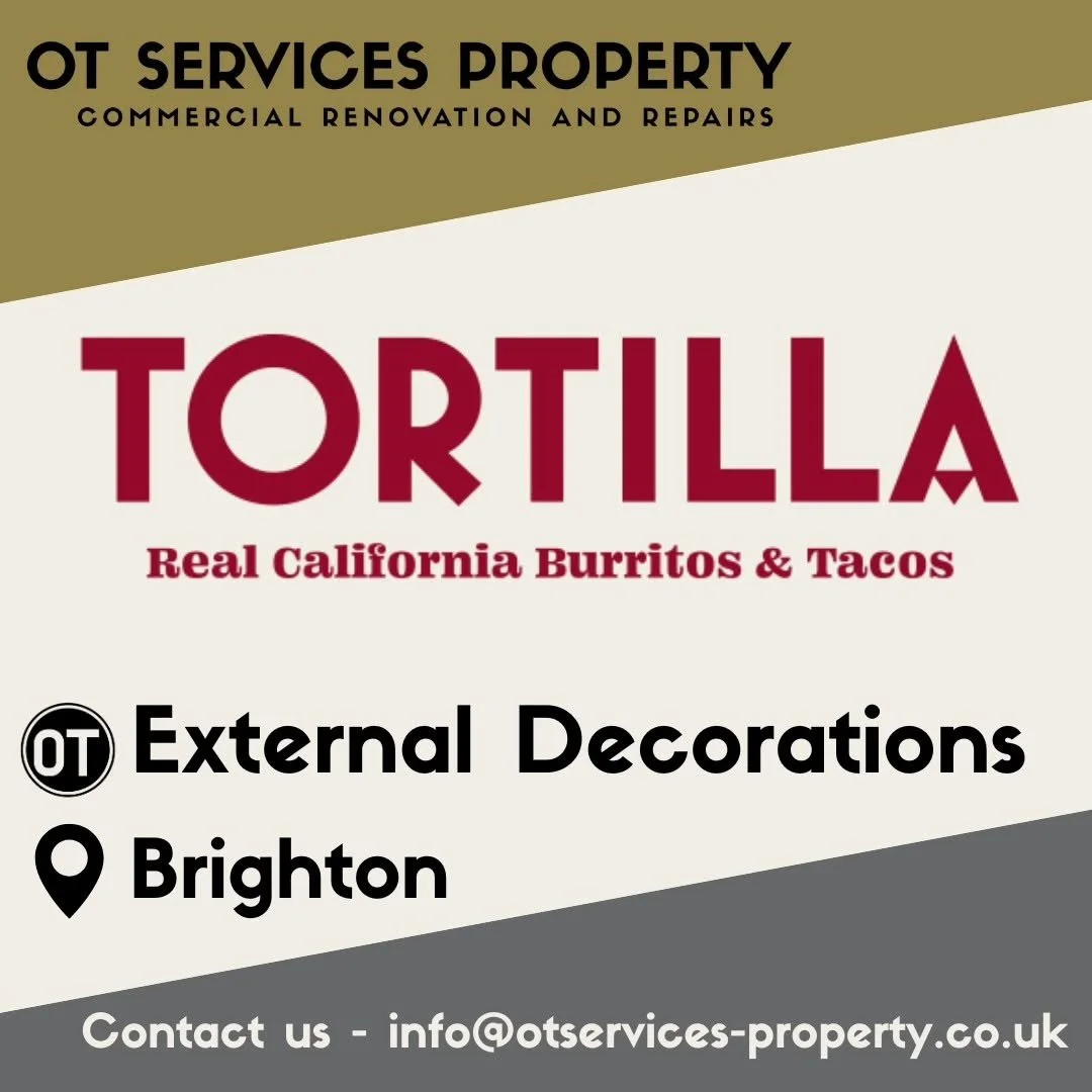 📍A recent project at Tortilla in Brighton!

We were tasked with external decor works to return the building to brand colours. A short 3 day project in the Brighton sunshine, fuelled by a daily burrito from the lovely team on-site 🌯