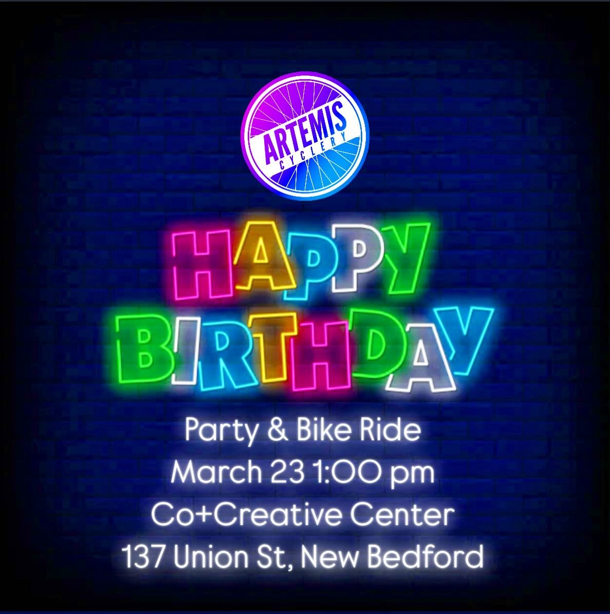 March 23 1:00-3:00 PM - Join Artemis Cyclery as we celebrate one year of getting more butts on bikes, the turning of the season, and new adventures ahead! 

Eat some cake, tinker in the van, and shop our discounted selection of last year&rsquo;s bags