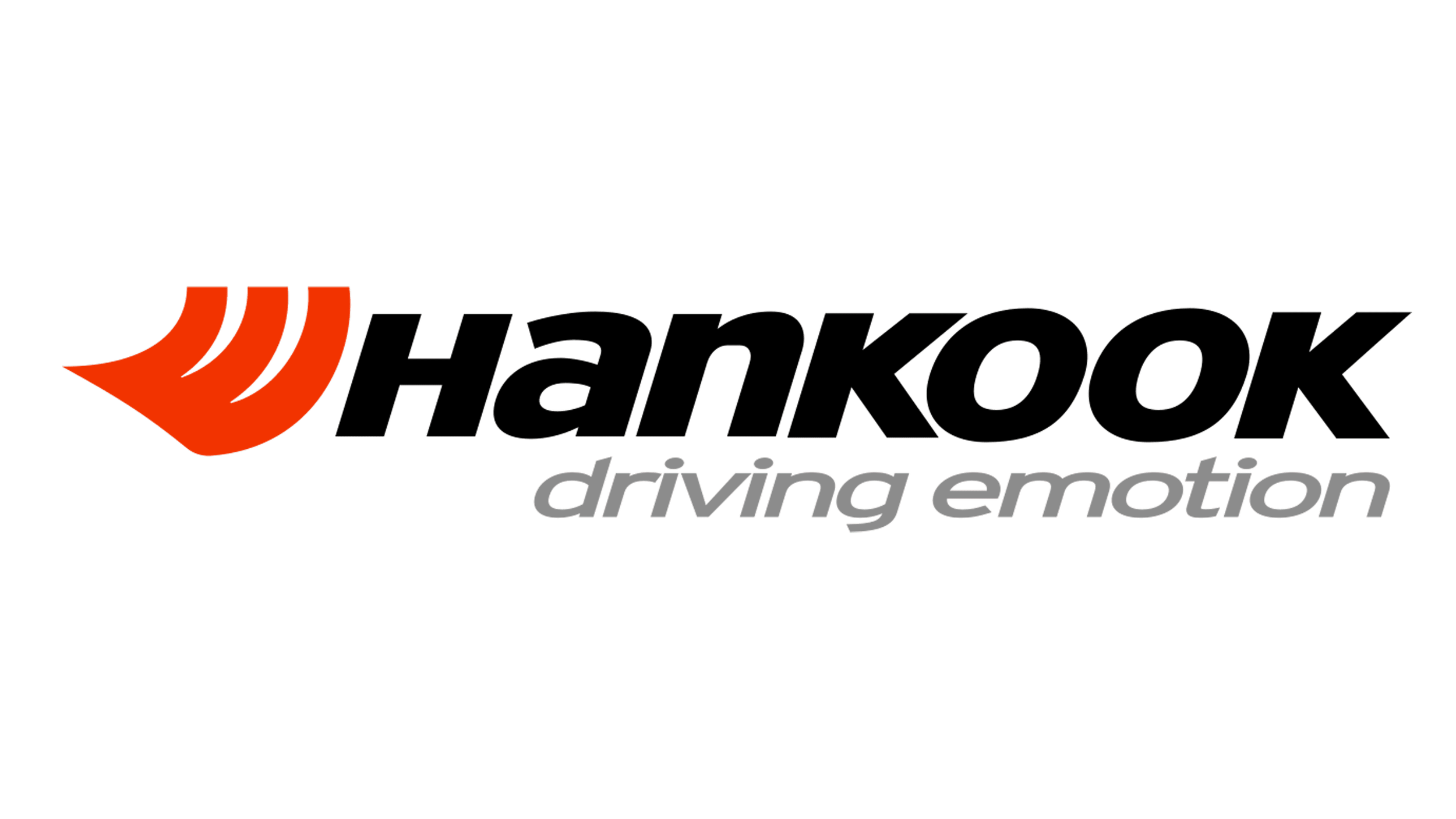 Hankook Tires logo with red stylized tire mark on left and the words 'Hankook driving emotion' in black and gray text.