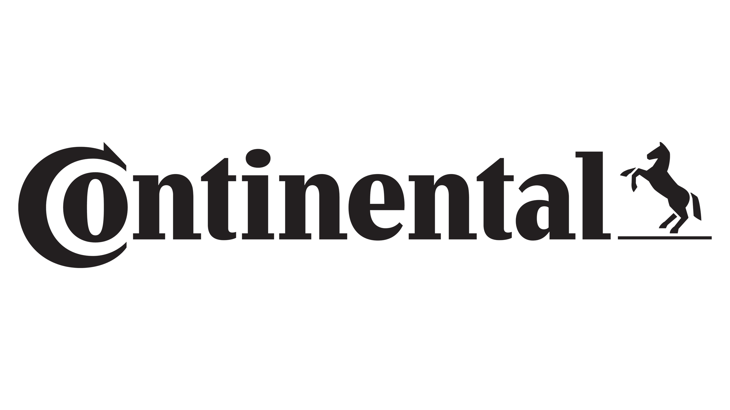 The logo of Continental Tires with black stylized text and a horse icon on the right.