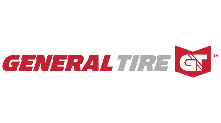 General Tire logo with red and gray text and a red emblem featuring a stylized tire and the letter G.