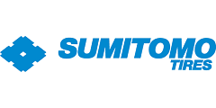 The logo of Sumitomo Tires featuring a blue geometric emblem and the company name in bold blue letters.