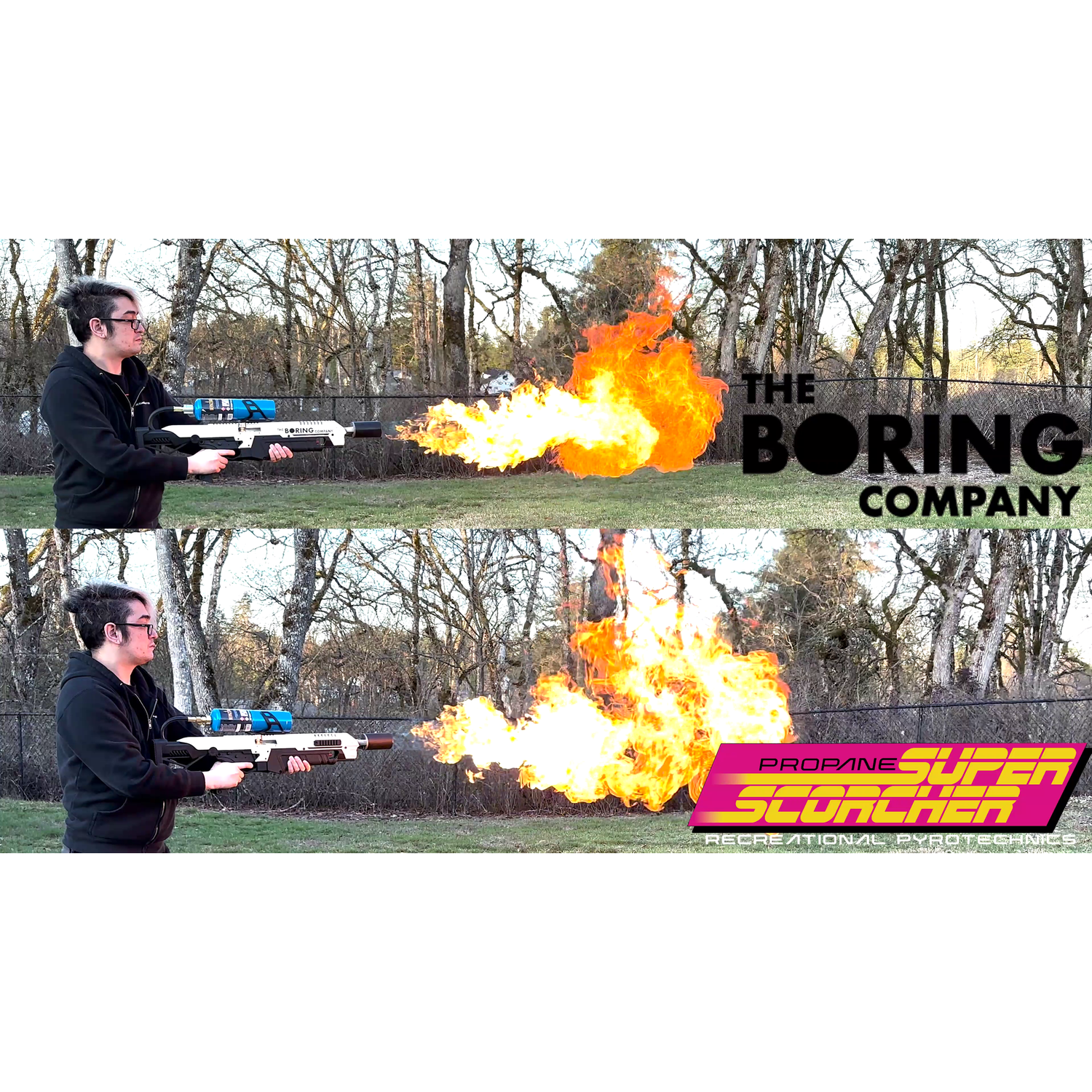 Super Scorcher and Boring Company Not A Flamethrower Comparison