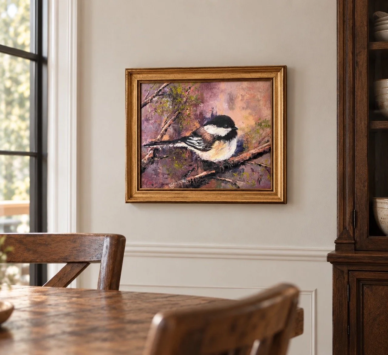 kristina joy bird painting chickadee