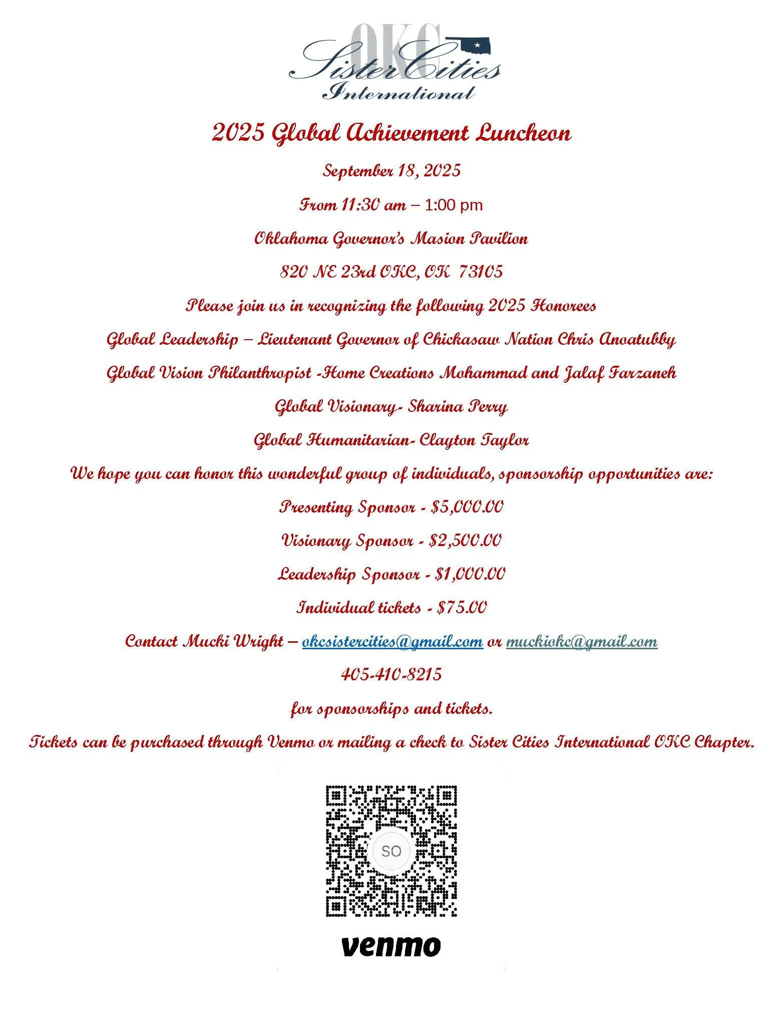 OKC Sister Cities 2025 Global Achievment Luncheon