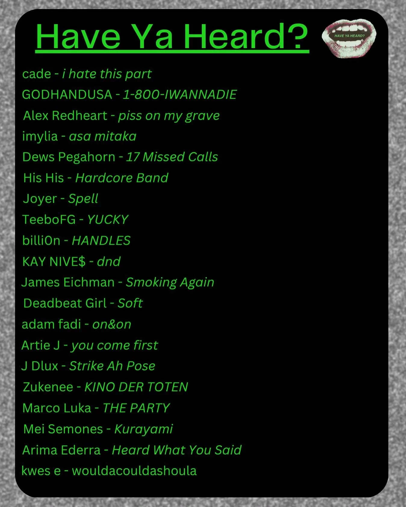 Playlist update LIVE 🗣️ Hit the link in bio for 20 new tracks you need to hear 🎧