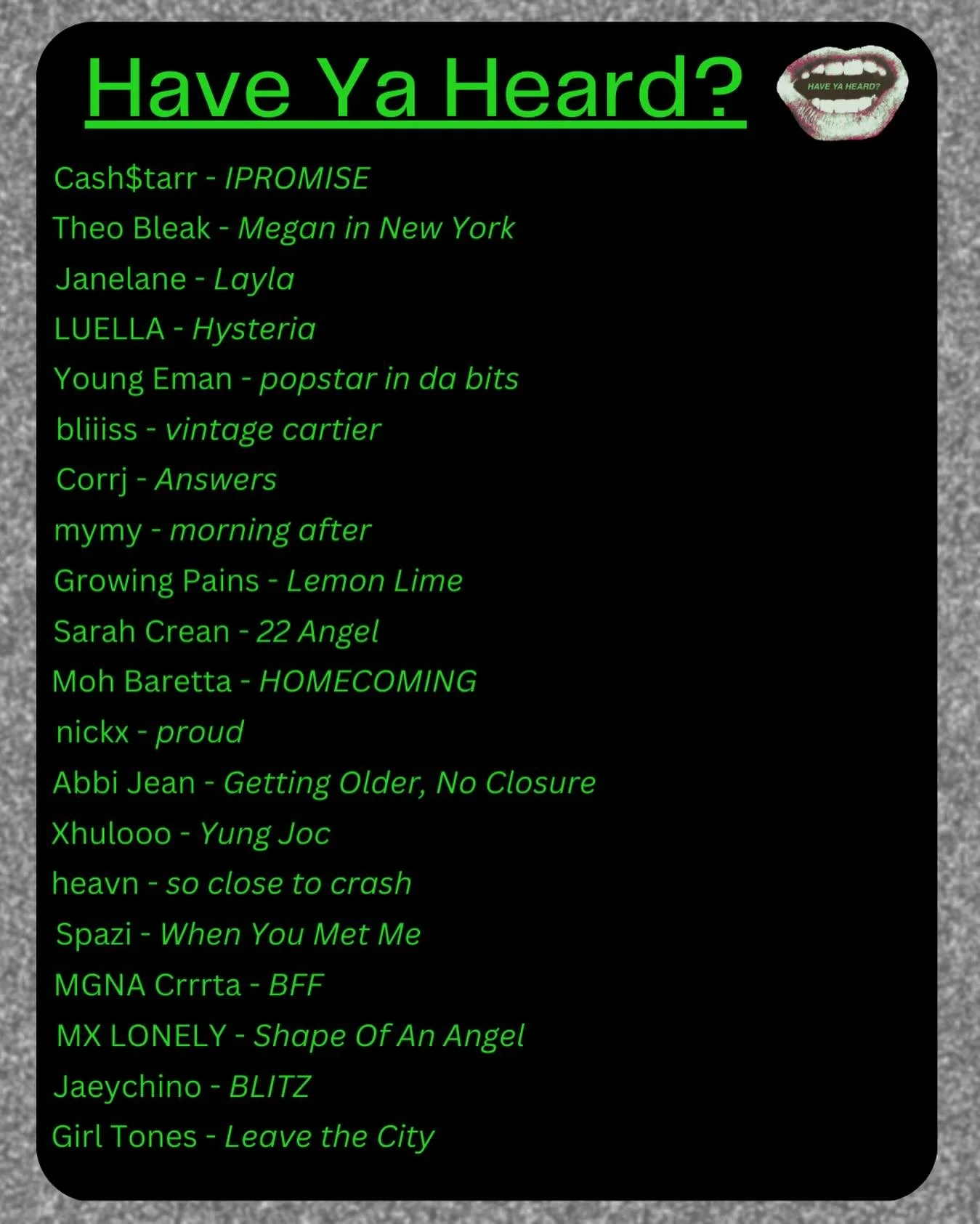 Playlist update Week #190 🗣️ Hit the link in bio for 20 fresh artists/tracks 🎧