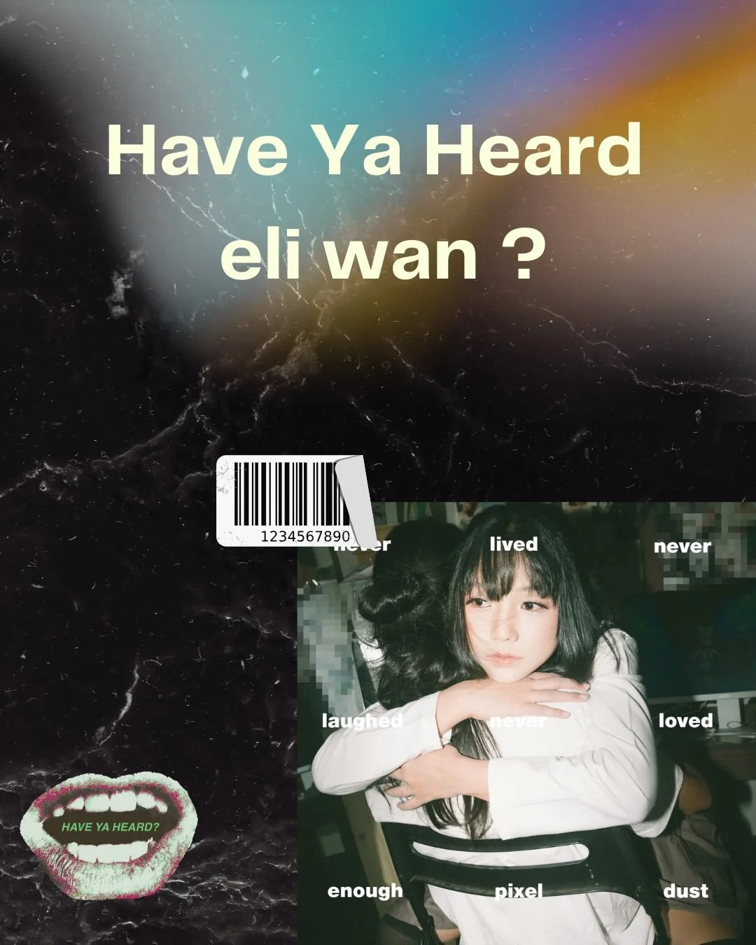 Have Ya Heard @iameliwan ? eli wan makes ambiguous pop, deflated hyperlofi, acoustic indie sound. His world lives between nostalgia and divine revelation. Zoomer loneliness and digital romance. His music is like scrolling through someone else&rsquo;s