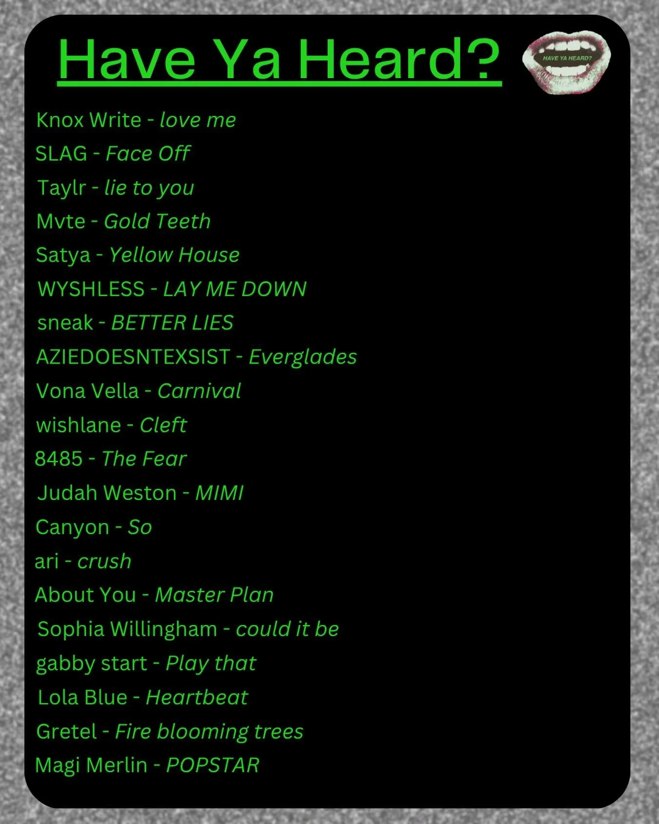 Another fresh weekly update - 20 new tracks &amp; artists 🗣️ Playlist link in bio 🎧