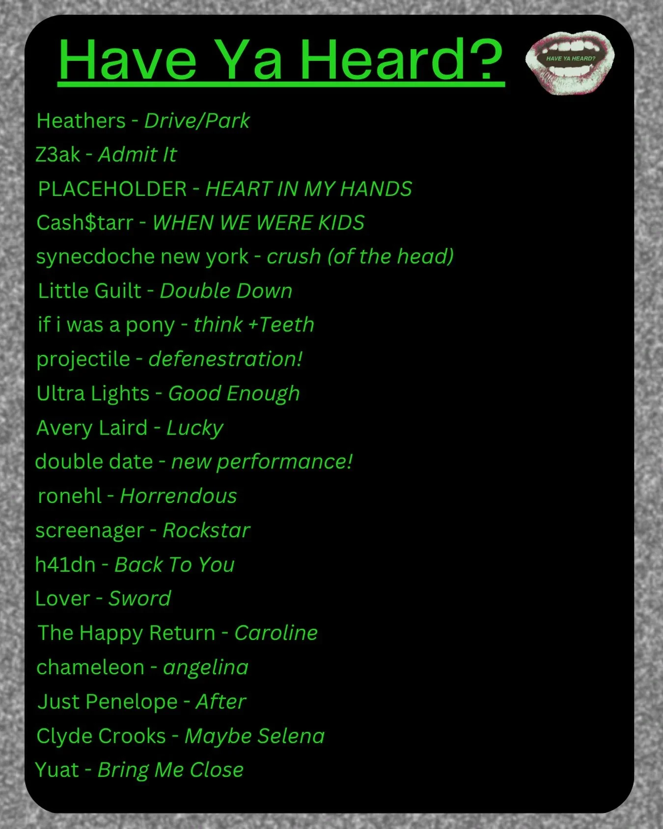 Fresh Have Ya Heard Playlist LIVE 🗣️ 20 new tracks at the link in bio 🎧