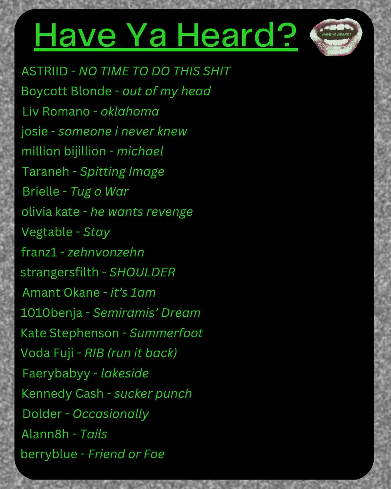 Another weekly playlist fresh 🗣️ 20 new tracks 🎧