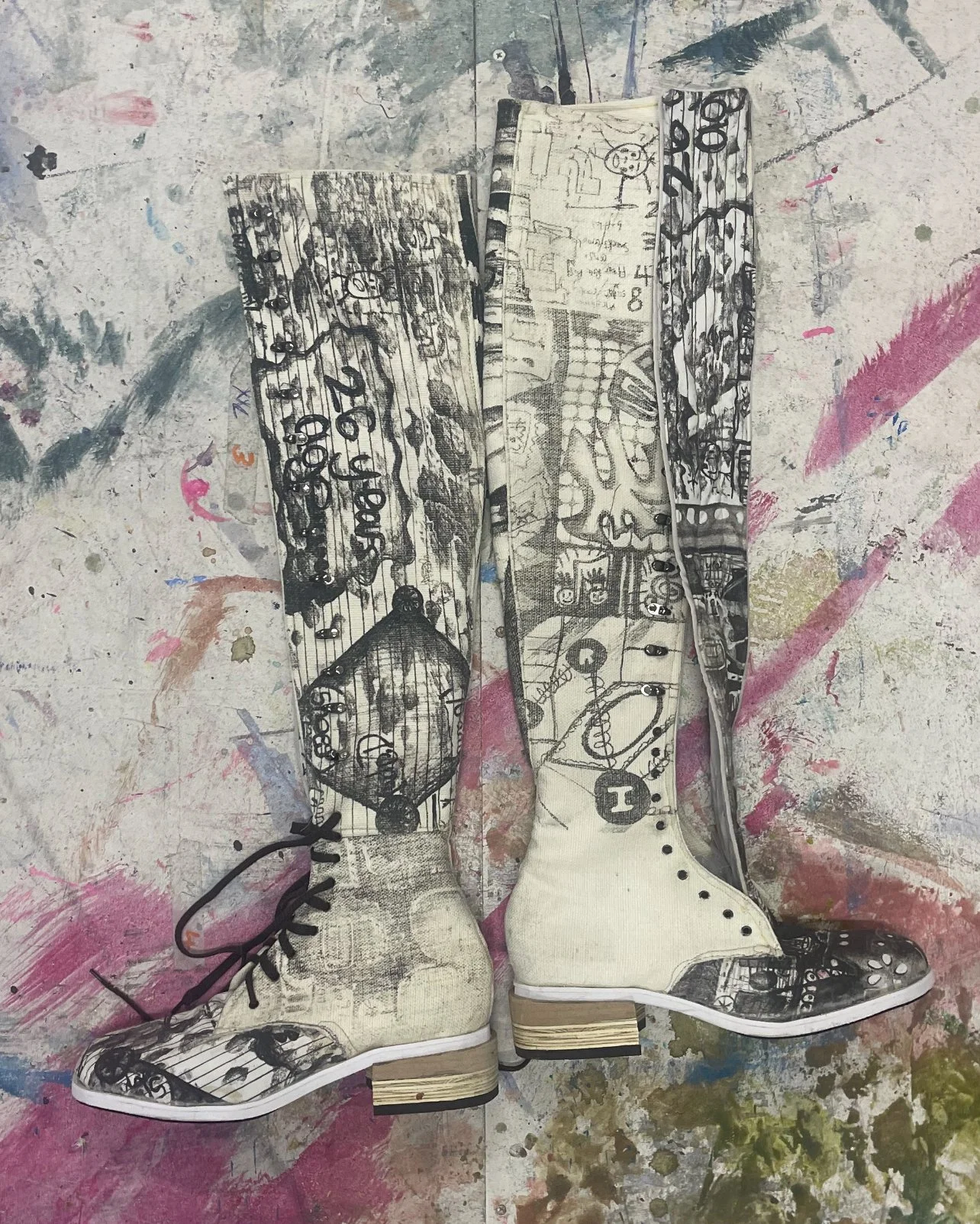  Iordanes Spyridon Gogos AFW 2025. Textile by Brittany Wyper. Boots by Joseph Botica 