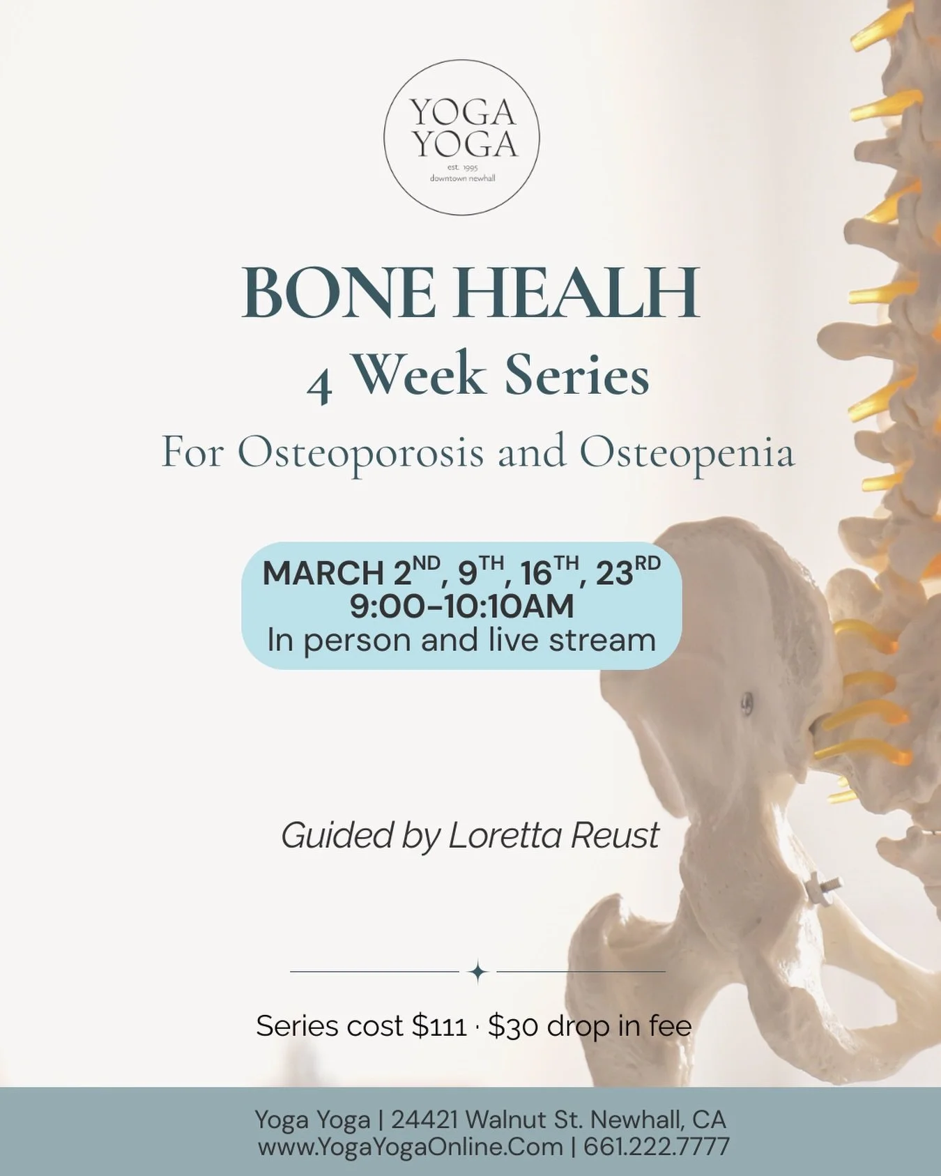 Strong bones. Safe movement. Lifelong vitality.

This educational series explores bone health for osteoporosis and osteopenia, offering guidance to help you move with confidence, protect your body, and stay strong for years to come.

Join us and lear
