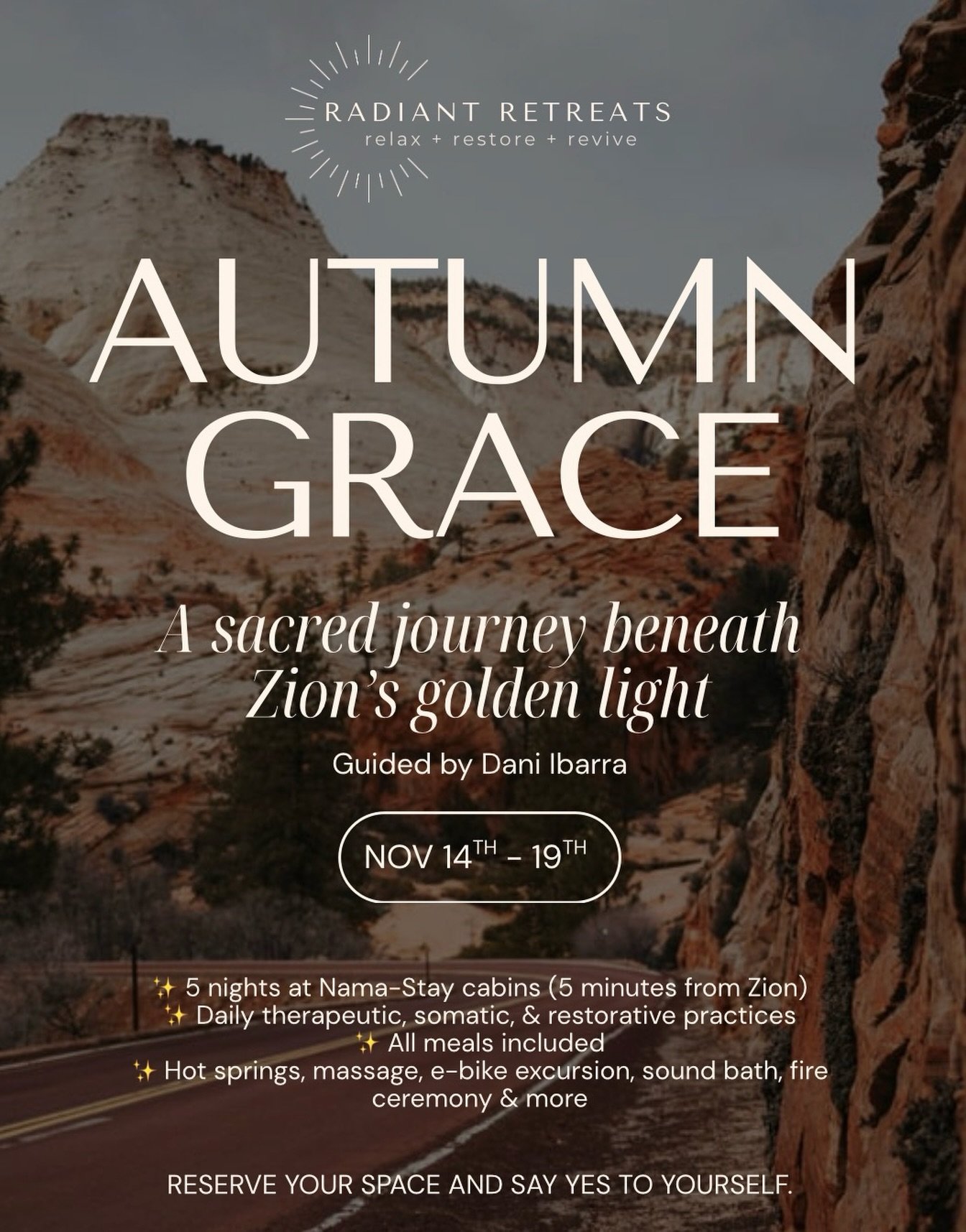 One final space remains for our Zion women&rsquo;s retreat✨

A beautiful king suite awaits-a private room for deep rest, or a shared sanctuary with someone you love👯&zwj;♀️

Early Bird savings of $200 are available through March 1st.

Come breathe, 
