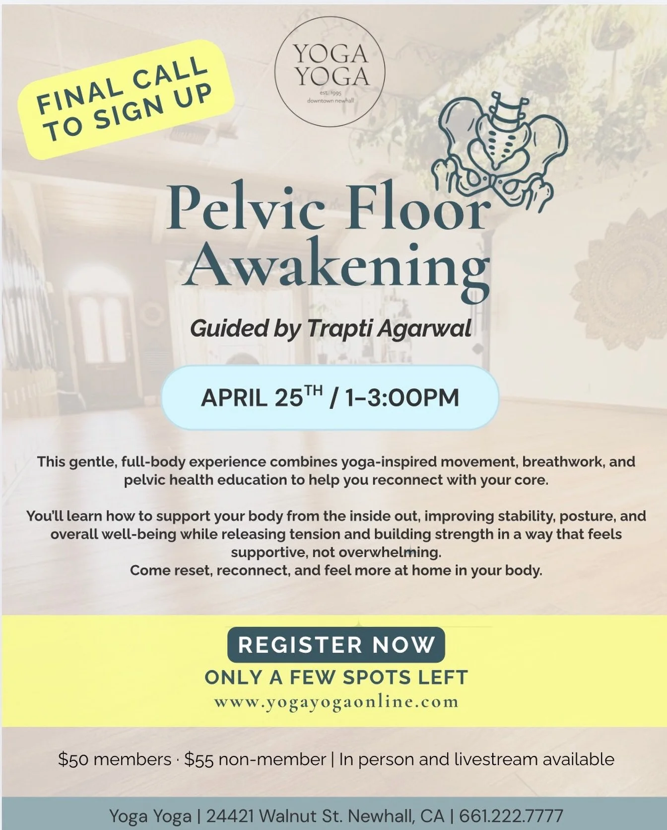 Just a few in-person spots left&hellip;
A chance to slow down, reconnect, and bring awareness to a part of the body that deserves so much more care and attention. We&rsquo;d love to have you join us 🤍

This workshop will also be live-streamed for ou