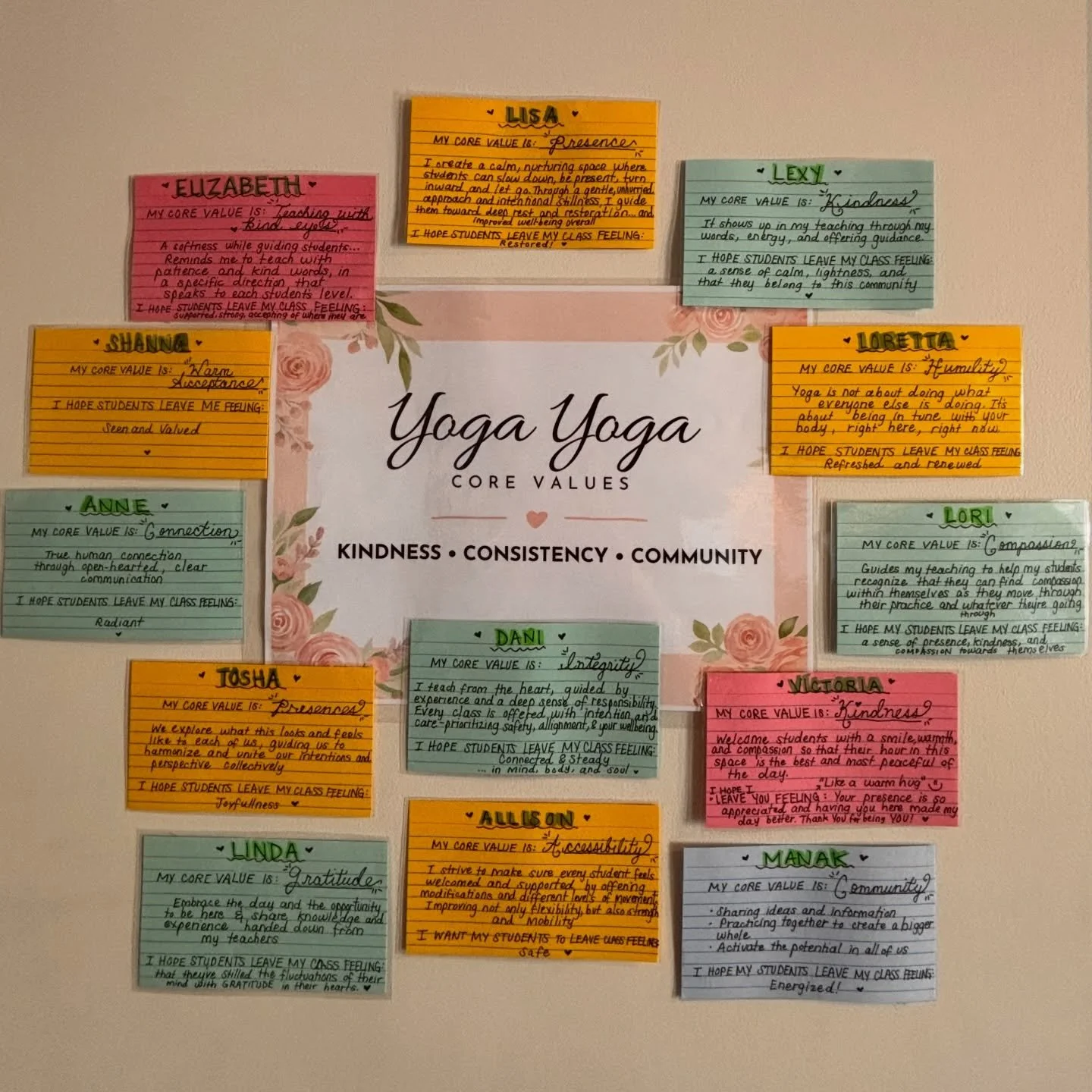 Next time you&rsquo;re in the studio, take a moment to read about each of us&hellip;our personal core value and how it guides our teaching, along with the intention we hold for you as you leave. 

Our values live in every class, every interaction, ev