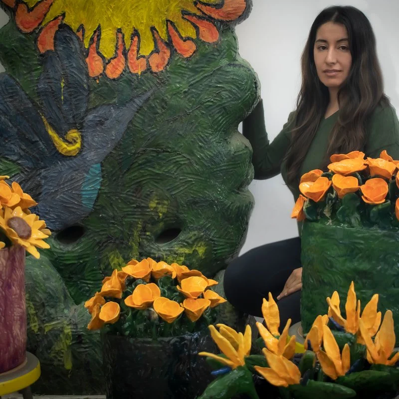 Portrait of artist Anabel Juárez featured in RCG Art Advisory exhibition.