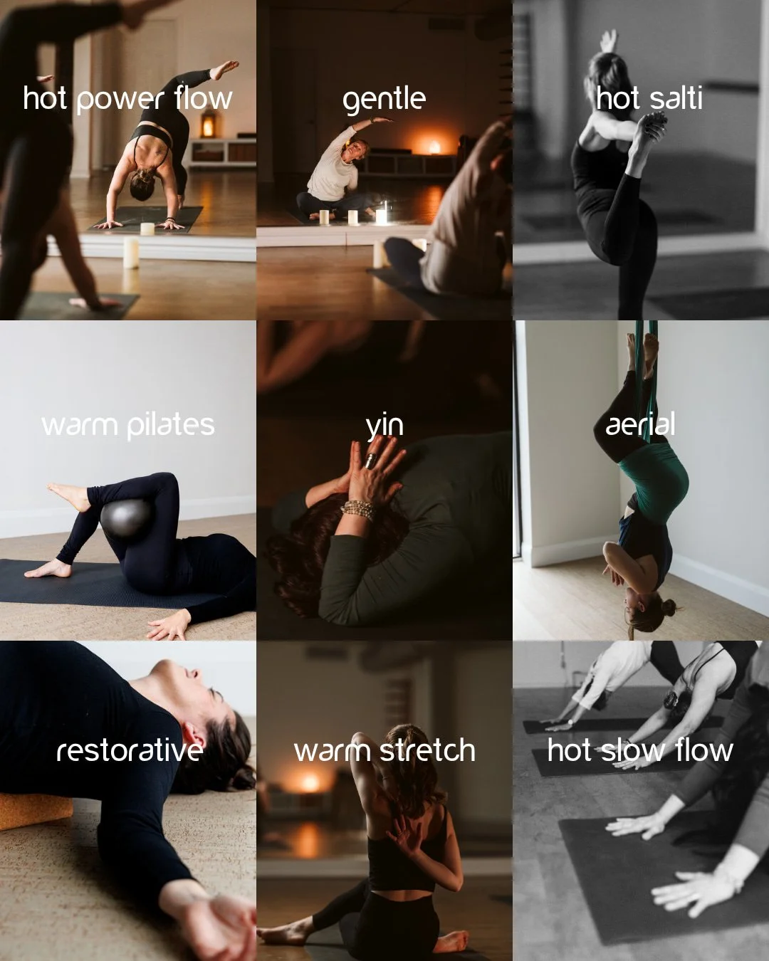 There's a Salti class for every kind of day. 🖤 

From hot power flow to restorative, aerial to yin, a variety of ways to move, breathe, and land exactly where you need to be. Which one's calling you today?

Check out the full schedule at www.saltiyo