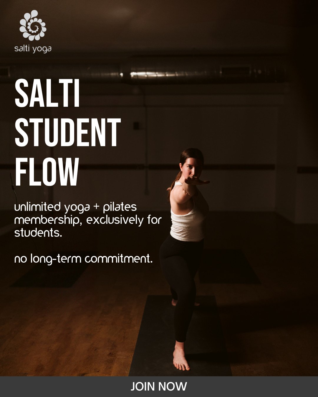New semester, new habits 📚

Trent &amp; Fleming students! Get ahead of the back-to-school rush and lock in your Salti Yoga student membership before classes even start.

$85/month, auto-renews monthly, cancel anytime; no long-term commitment, just u