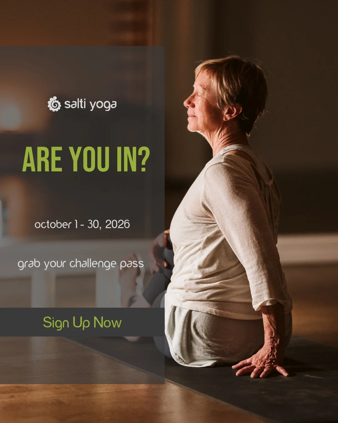 October 1st is HERE 👀

Our 30 Day Challenge kicks off today (but it's not too late to join). Unlimited classes, a goal of 21 classes in 30 days, prizes all month long, and a Glow Yoga finale you do not want to miss.

If you've been waiting for a sig