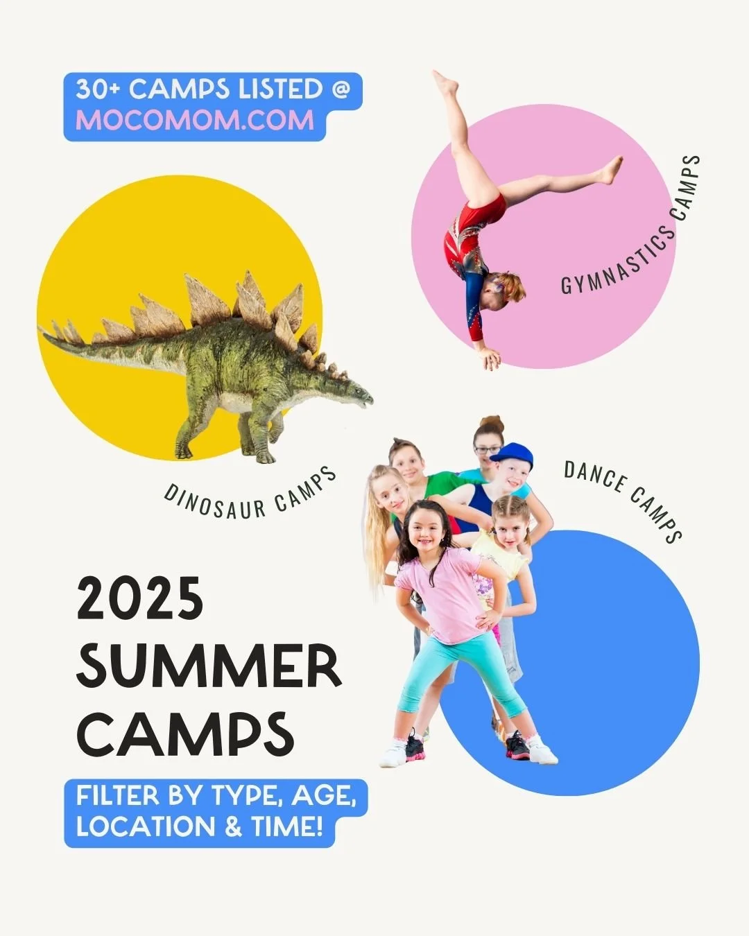 Still scrambling for summer plans? Don&rsquo;t stress&mdash;we&rsquo;ve got 30+ camps listed for ages 2+ across Moore County! ☀️ From full-time care to themed weeks with farm care, horseback riding, baseball, yoga-art combos &amp; more. The best news