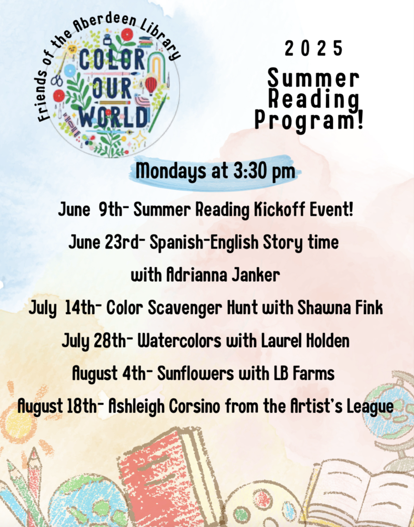 Friends of Aberdeen Library Summer Reading Program 'Color our World'