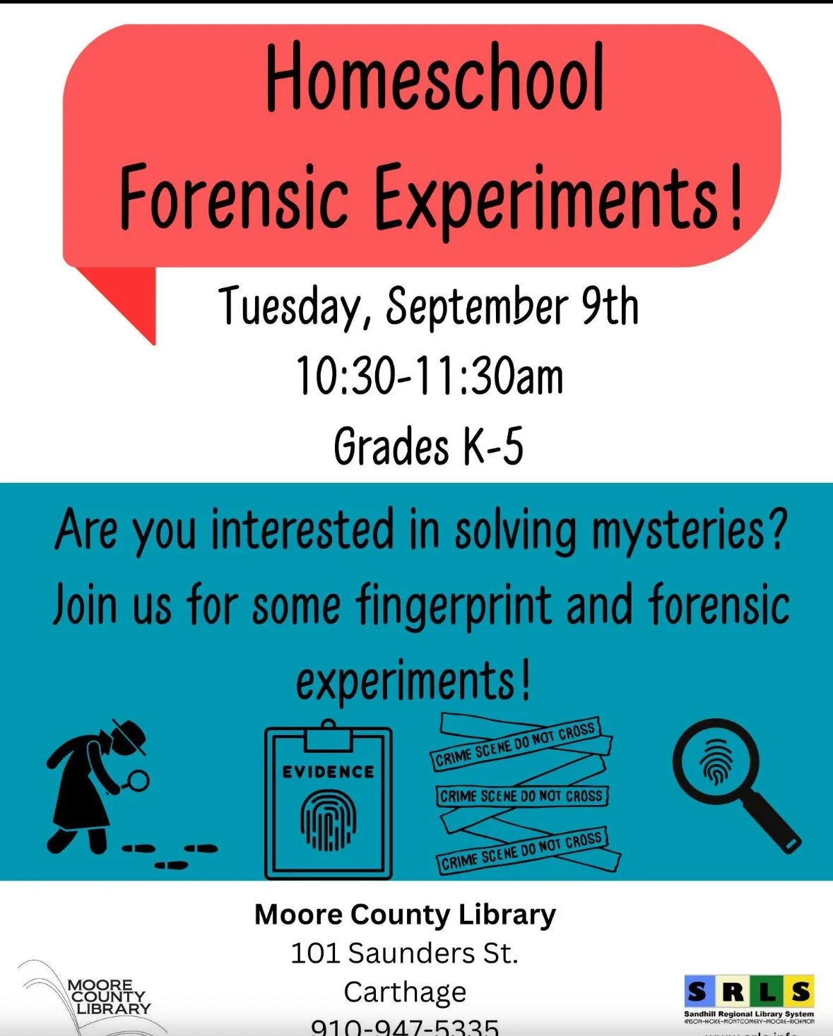 Homeschool Forensic Experiments @ Moore County Library