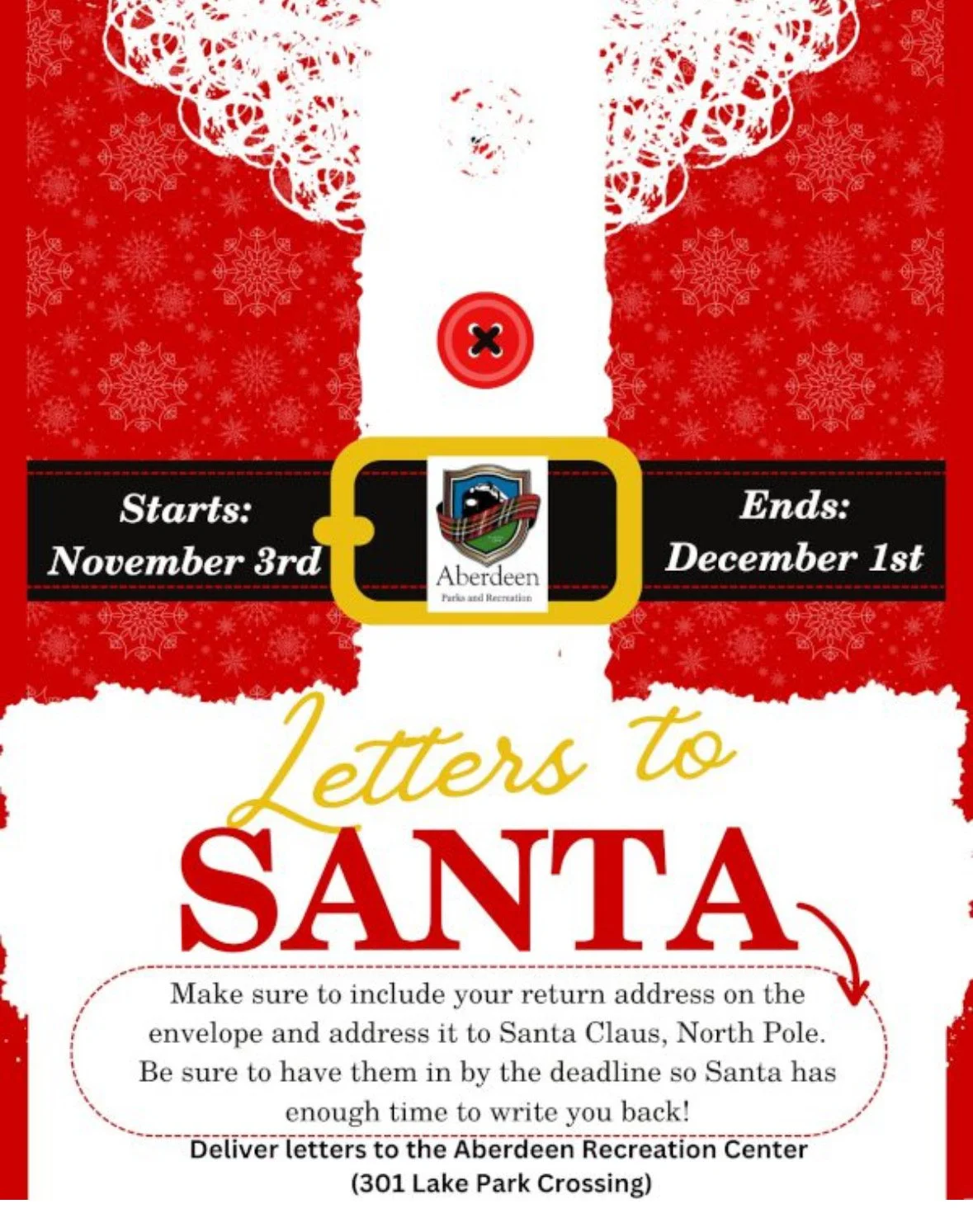 ‘Letters to Santa’ drop-off begins @ Aberdeen Lake Park