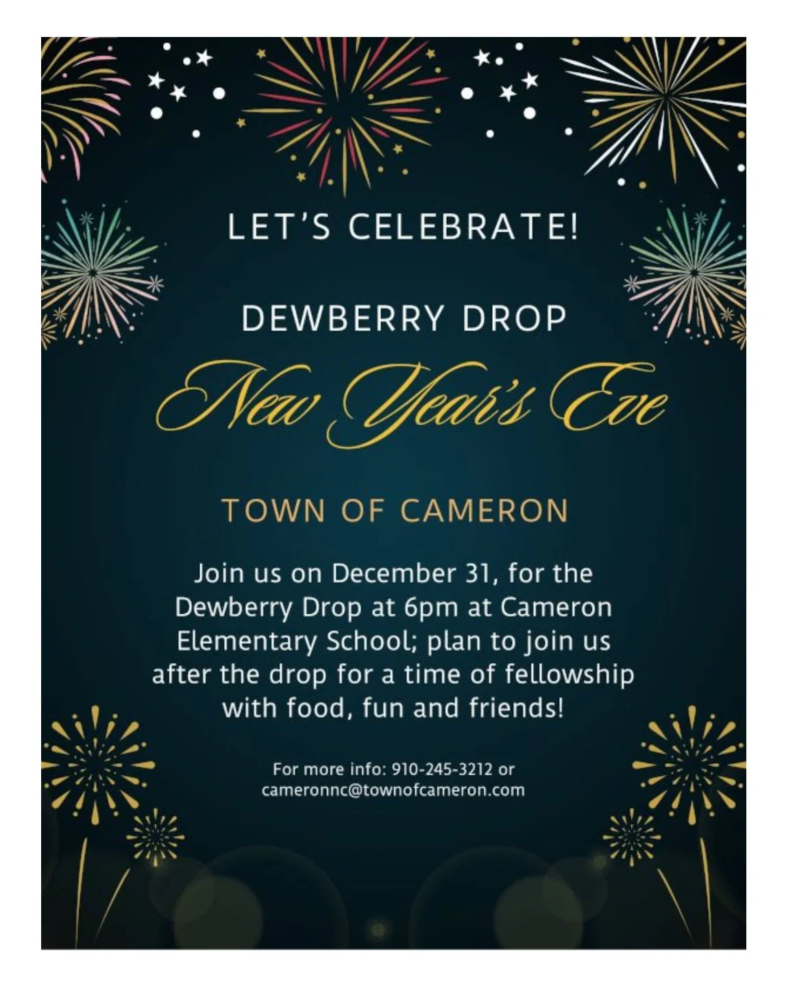 Town of Cameron: Dewberry Drop New Years Eve Celebration