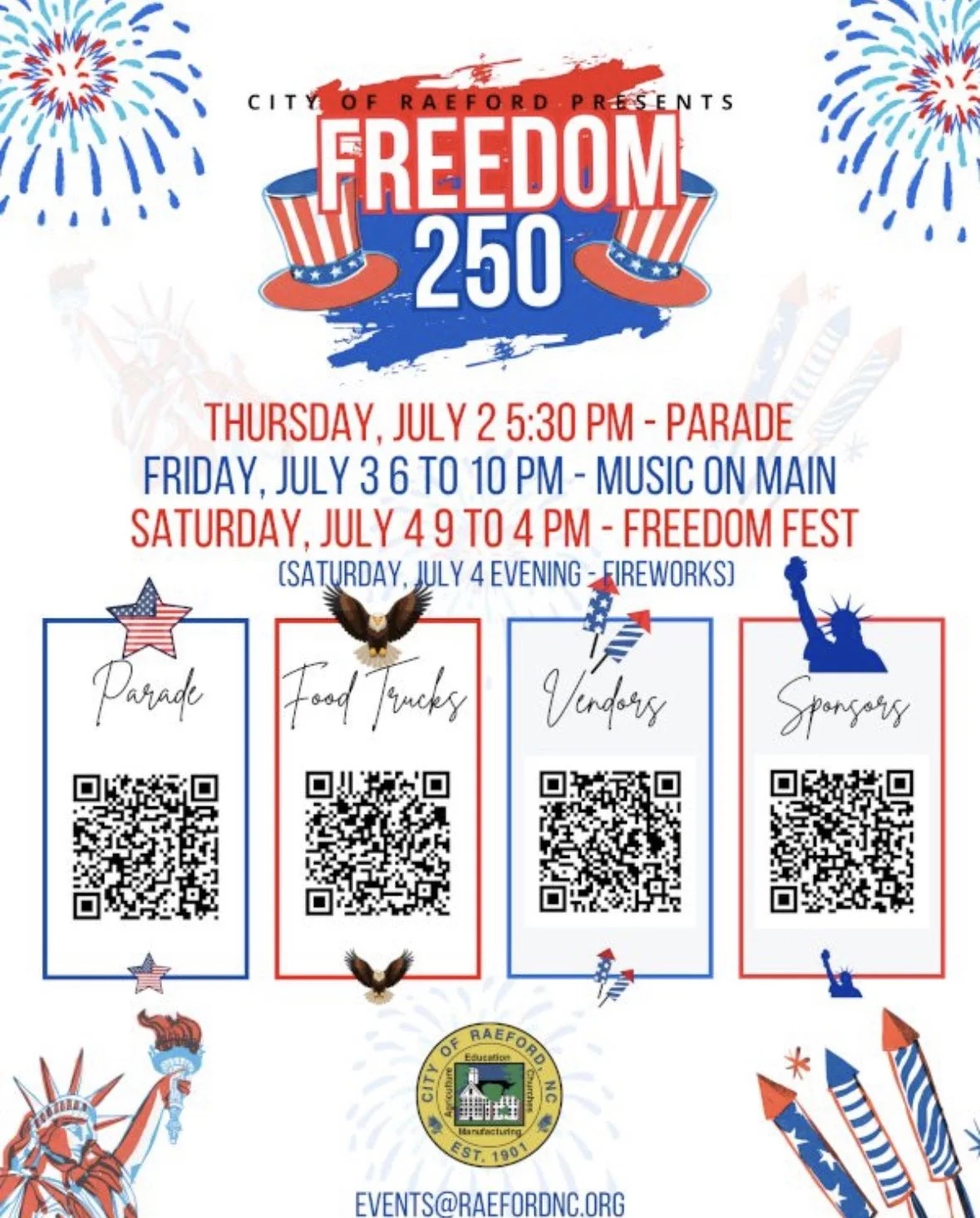 “Freedom 250” Celebration with the city of Raeford 