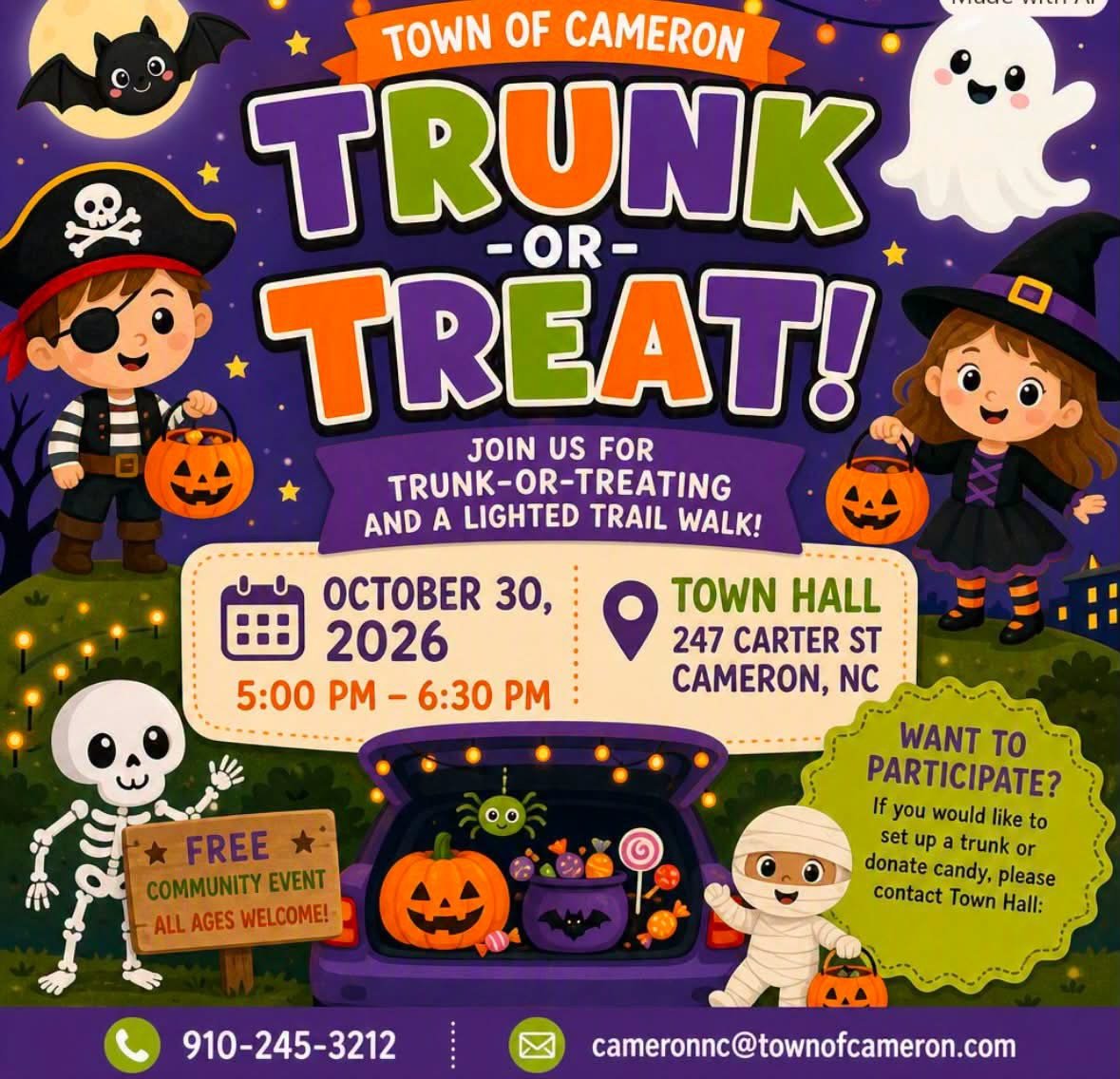 Trunk-or-Treat with the Town of Cameron