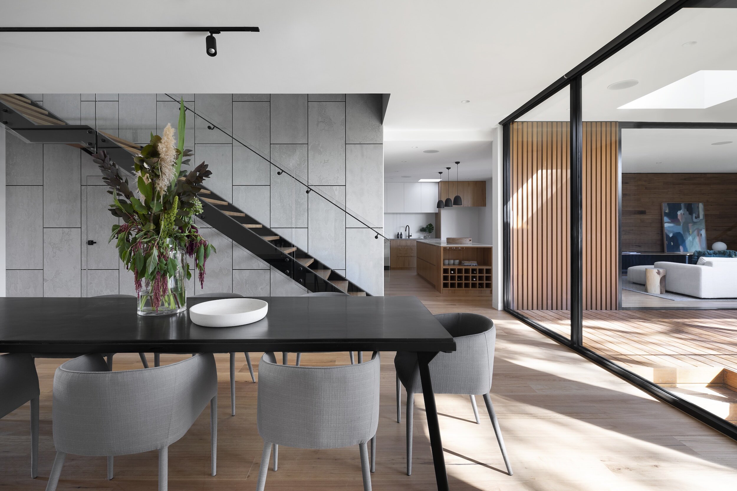 Modern home interior with stairway