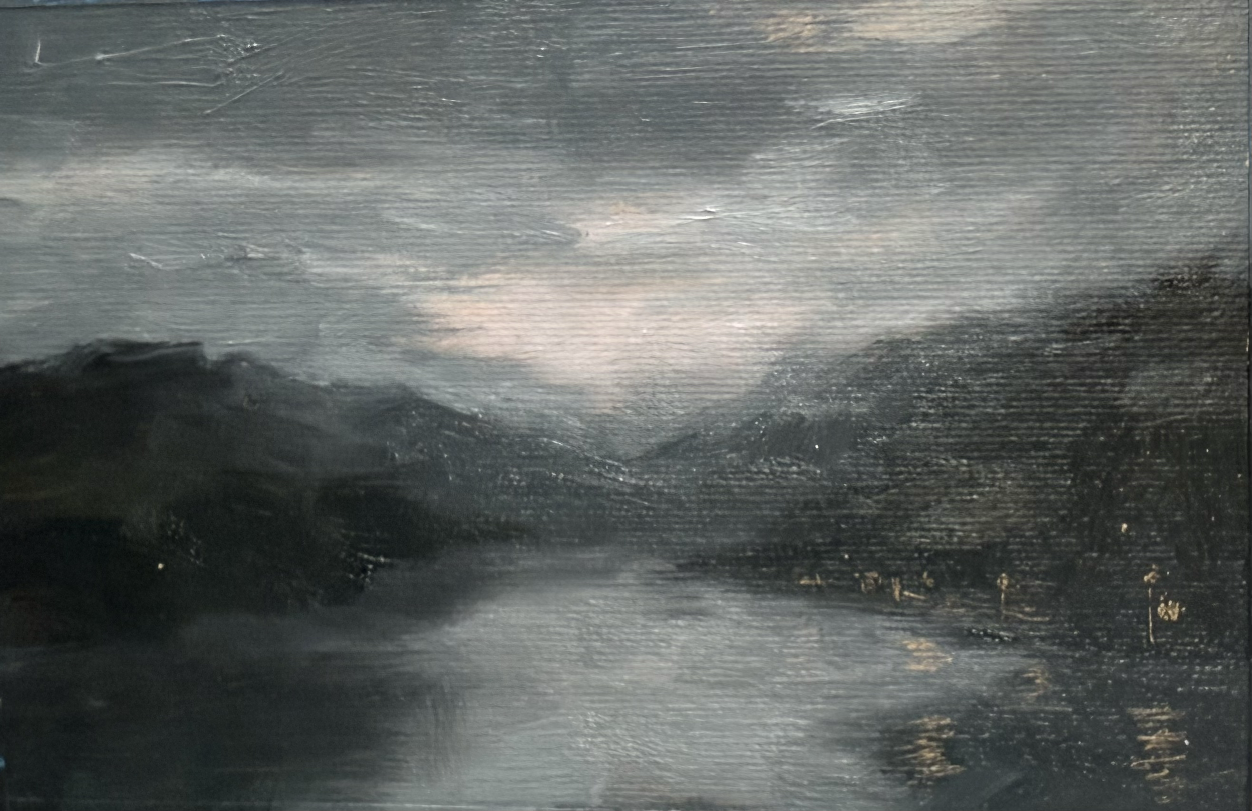 NIght Cove, 5in x 7in, Oil on Paper