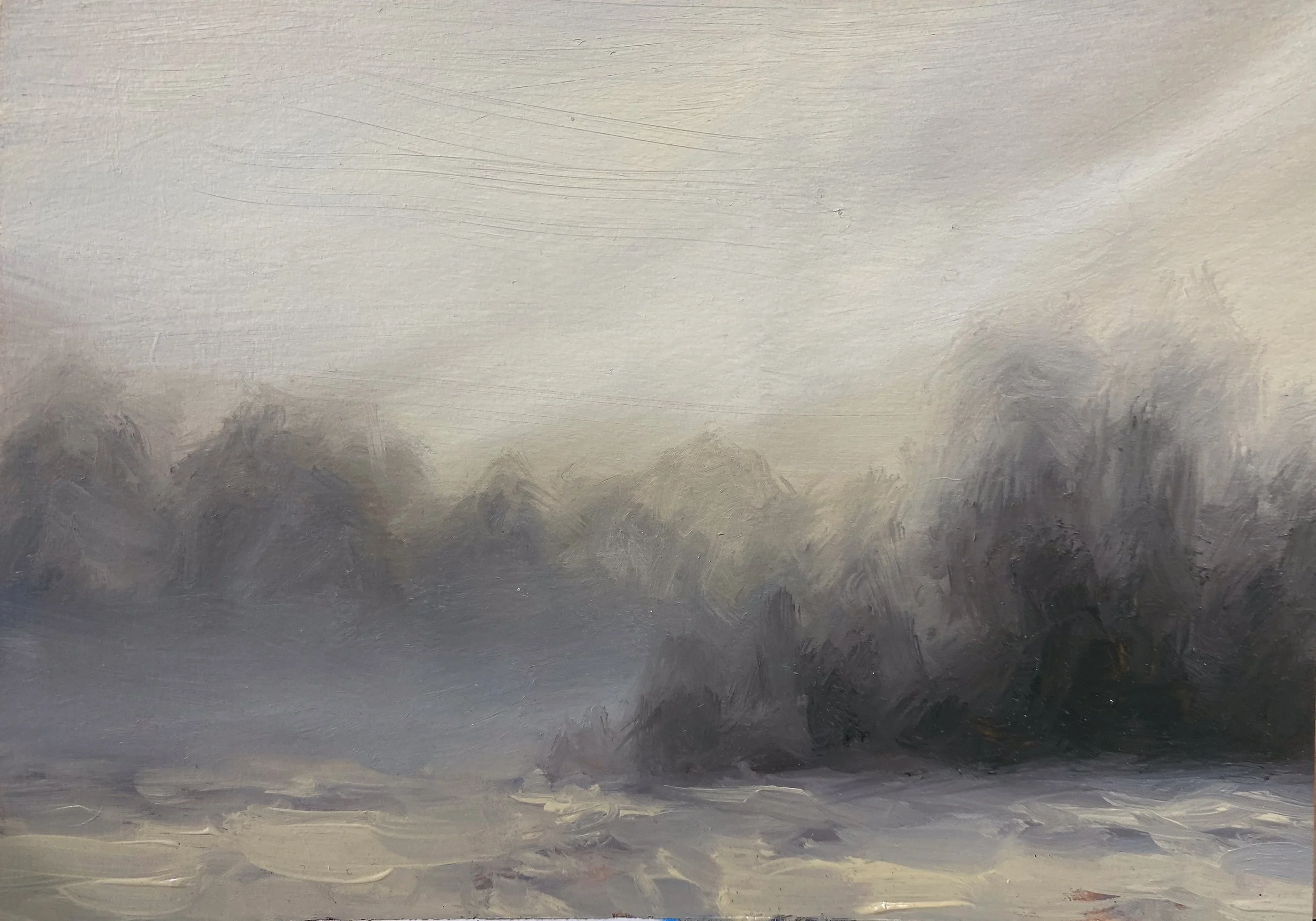 Snow Study #2, 5in x 7in, Oil on Paper