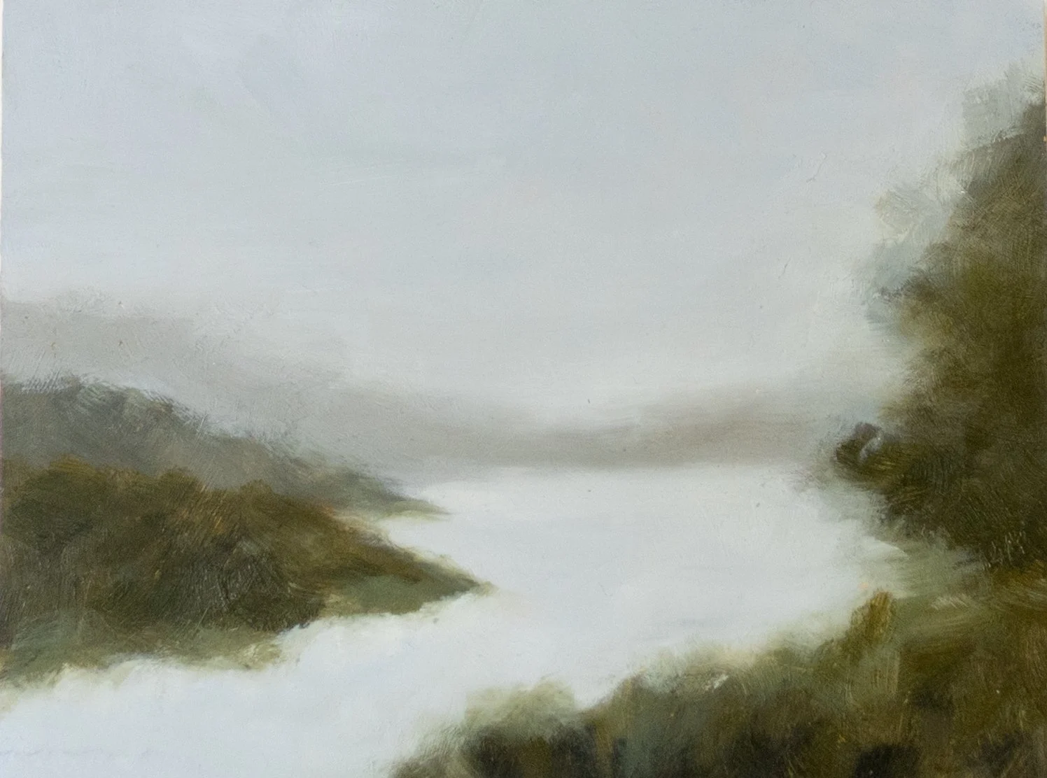 Foggy Cove, 6.5in x 9in, Oil on Panel, 2026 - $100