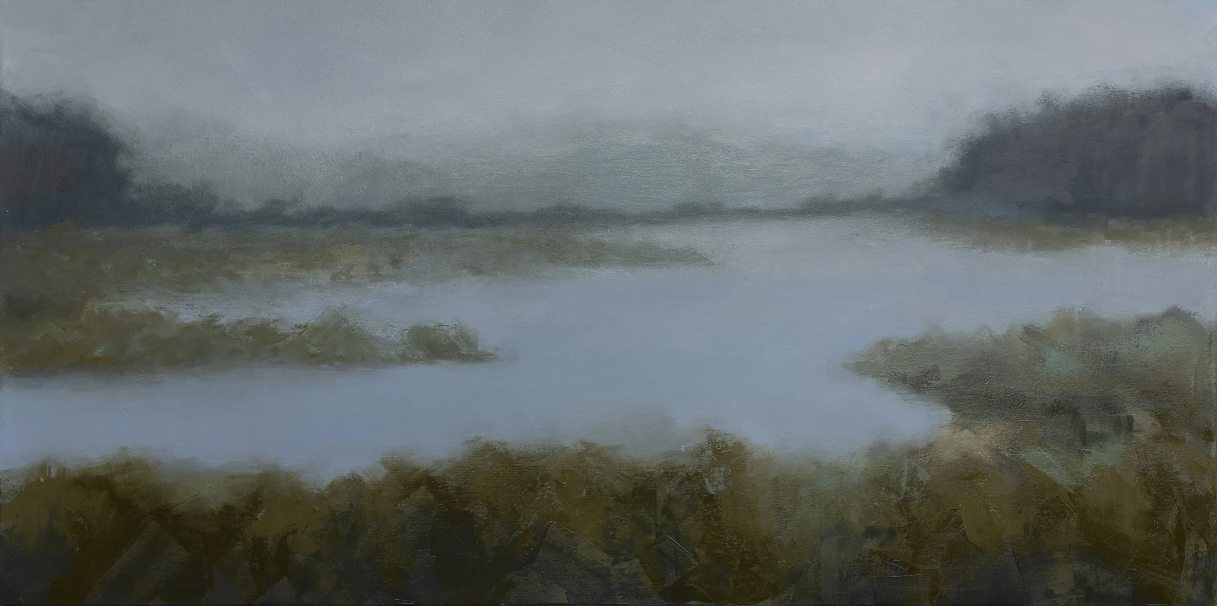 Marsh Fog, 24x48 in, Oil on Panel @ Formato Fine Arts Gallery, Wytheville, VA - $900