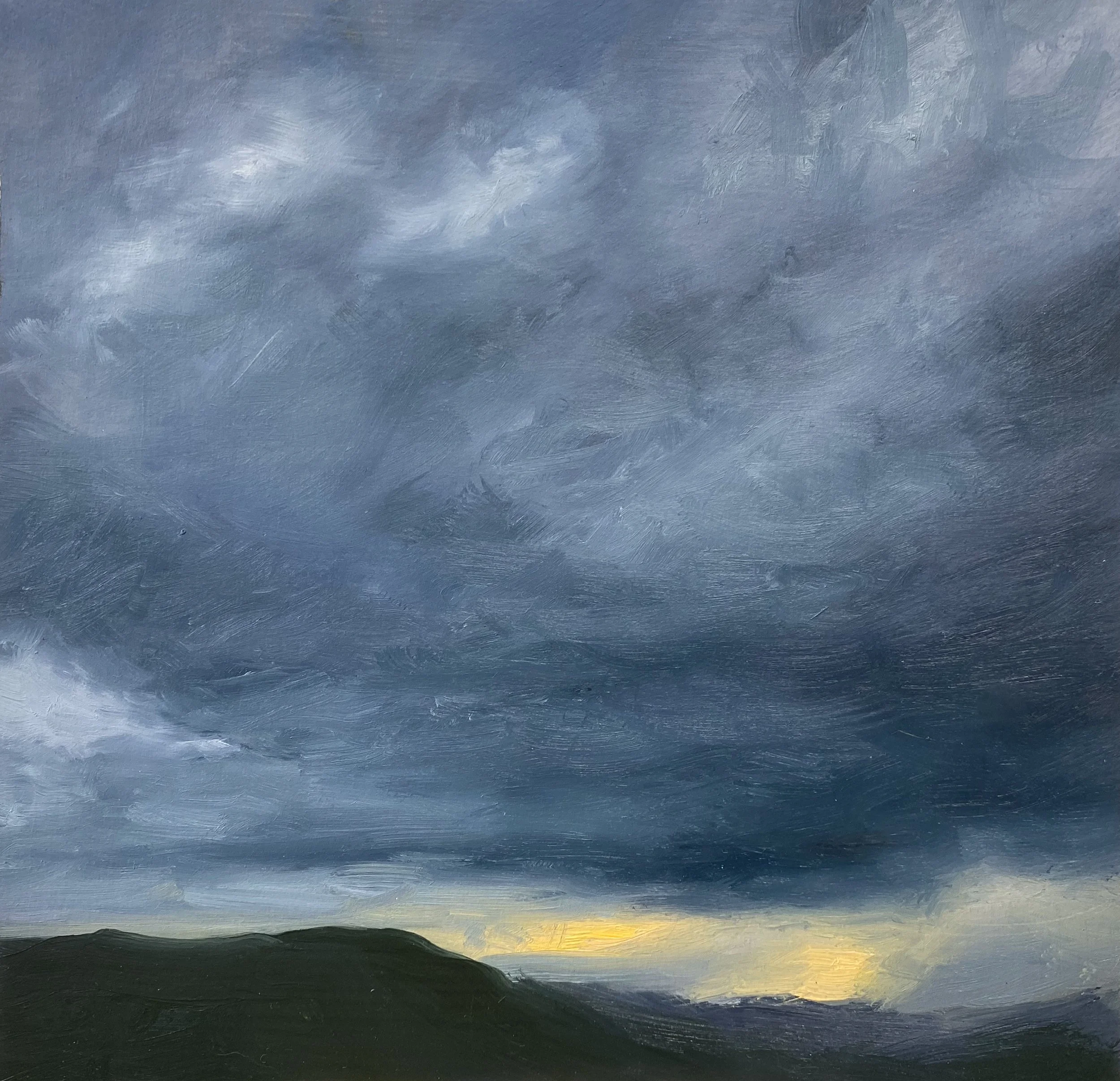 Dark Skies, 8in x 8in, Oil on Paper