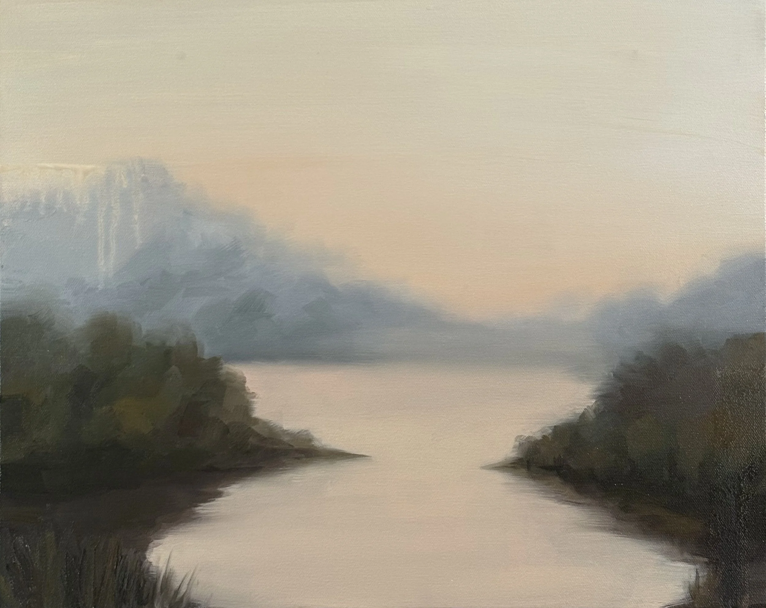 Morning Inlet, 16in x 20in, Oil on canvas, @ The Local in Blacksburg - $325