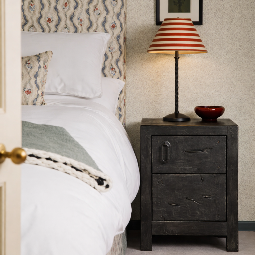 Black Vintage Bedside Tables - Pair