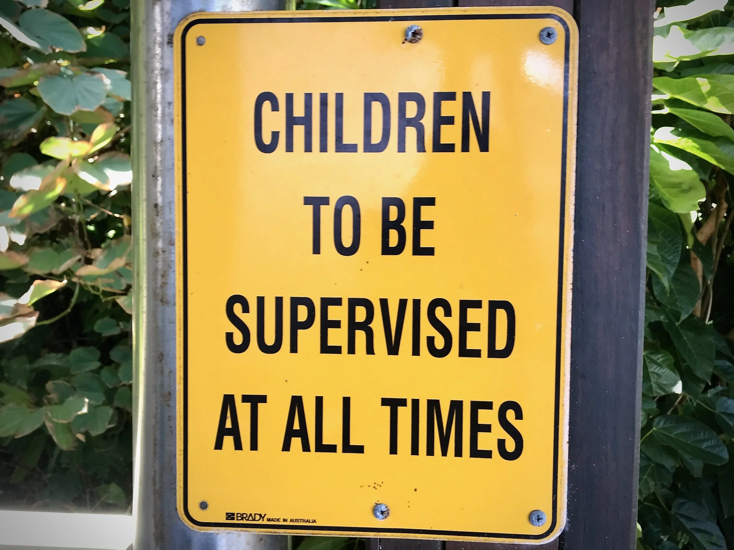 Sign reading Children must be supervised at all times
