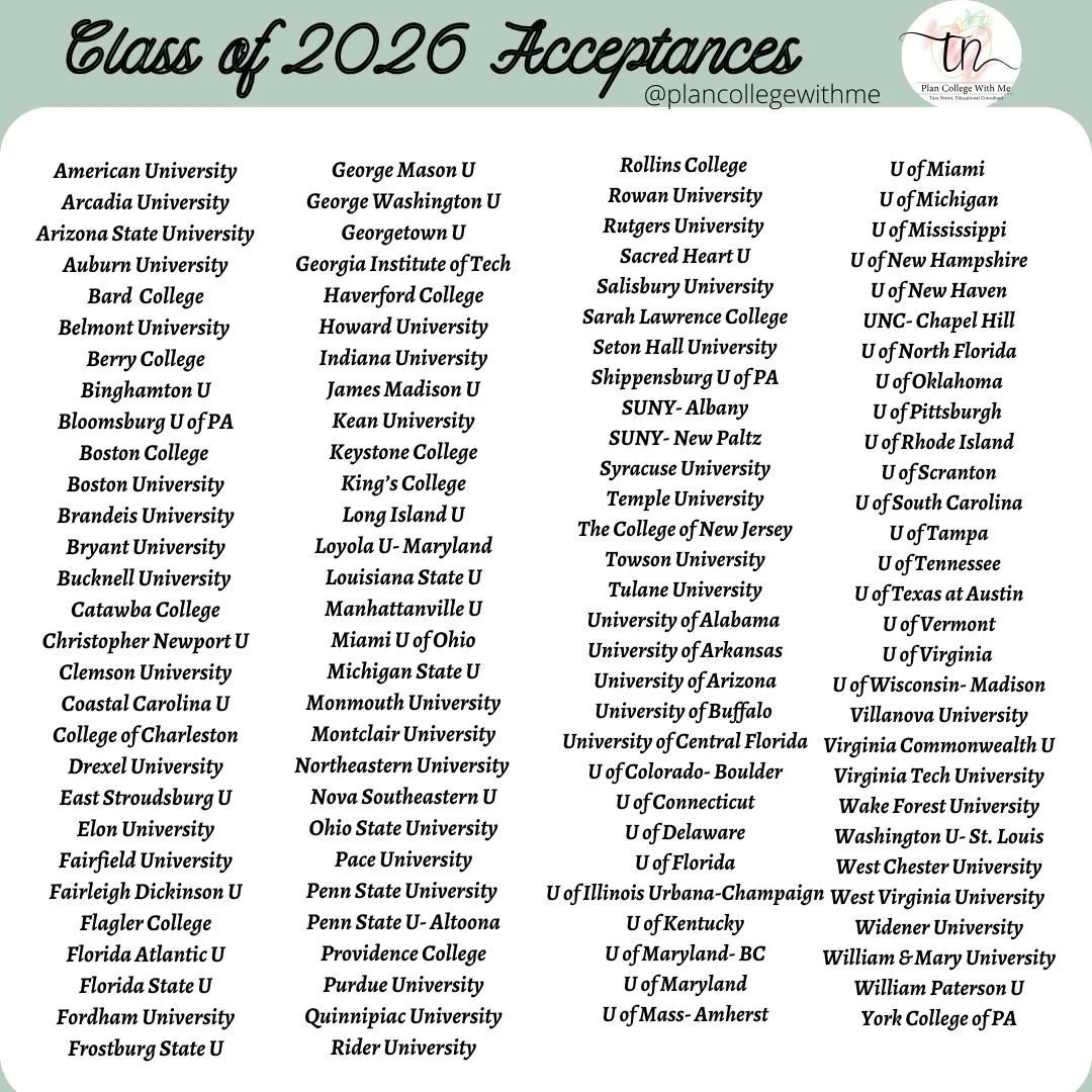 116 colleges. 1 incredible class. 🎓 
So proud of my Plan College With Me Class of 2026! Stay tuned next week to see where they're headed this Fall! 👀🎉