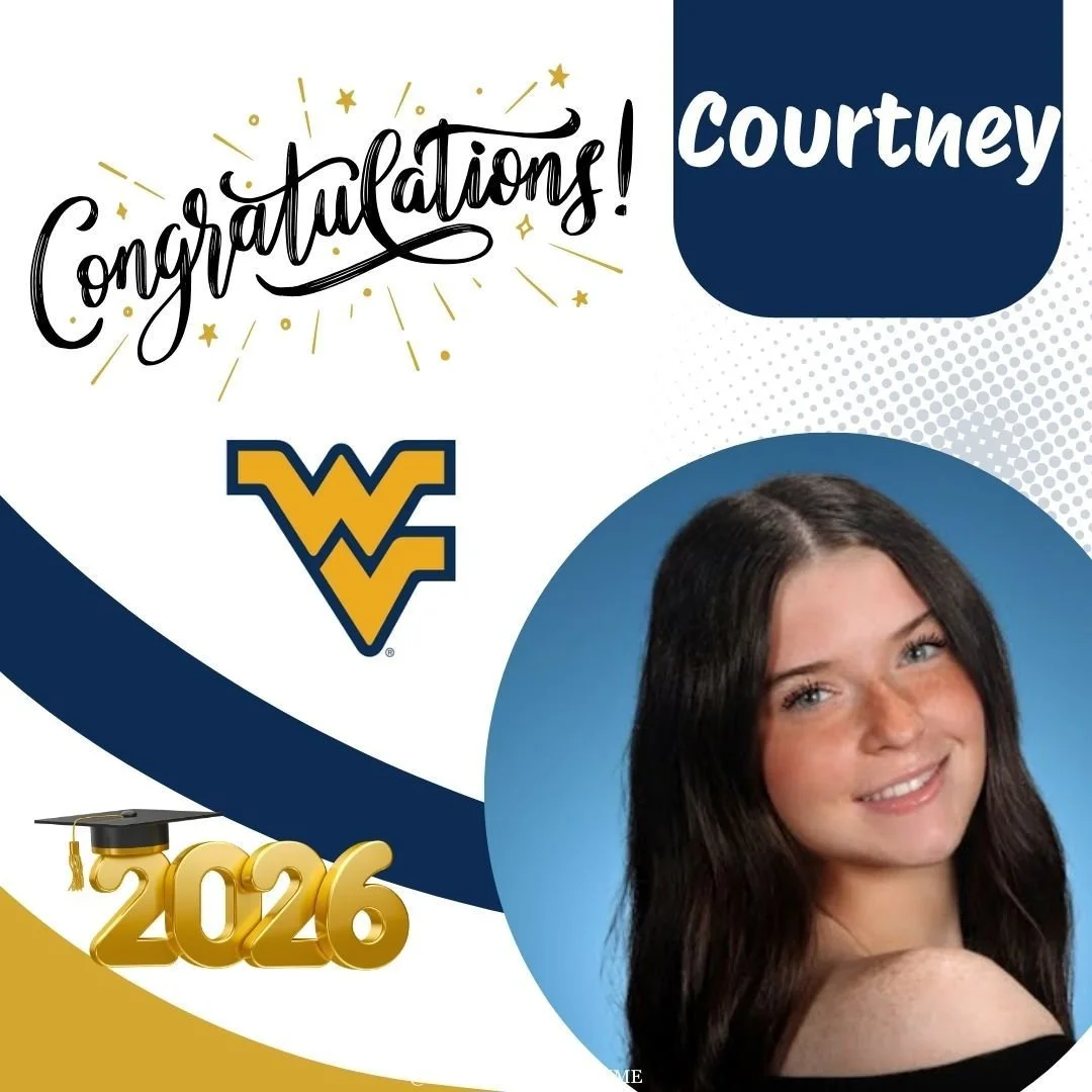 Congratulations, Courtney! 💛💙 This compassionate, dependable, and genuinely remarkable young woman is heading to West Virginia University to pursue Forensic Science-and she was made for it. So incredibly proud of everything you've accomplished! #WV