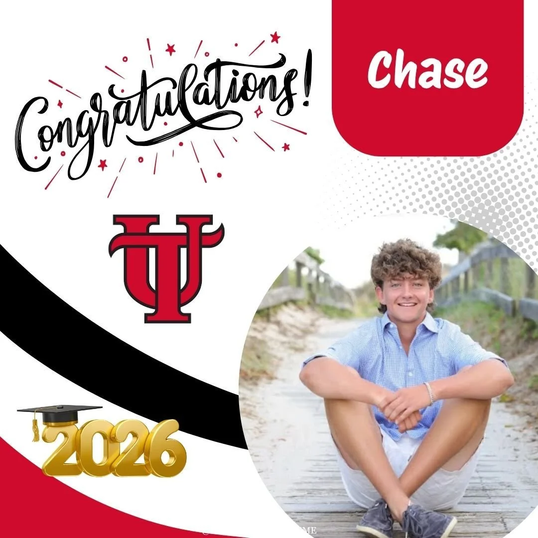 Congratulations, Chase! ❤️🖤 Some decisions just make perfect sense, and Chase heading to the University of Tampa is one of them. A love for the water, an incredible campus on the river, and a future that is just getting started. So incredibly proud!