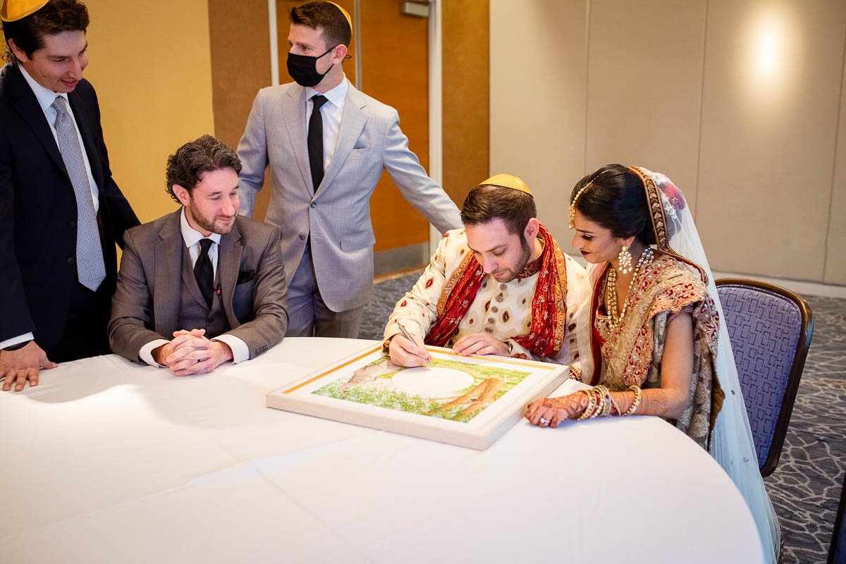Jewish Hindu wedding signing at Renaissance Schaumburg