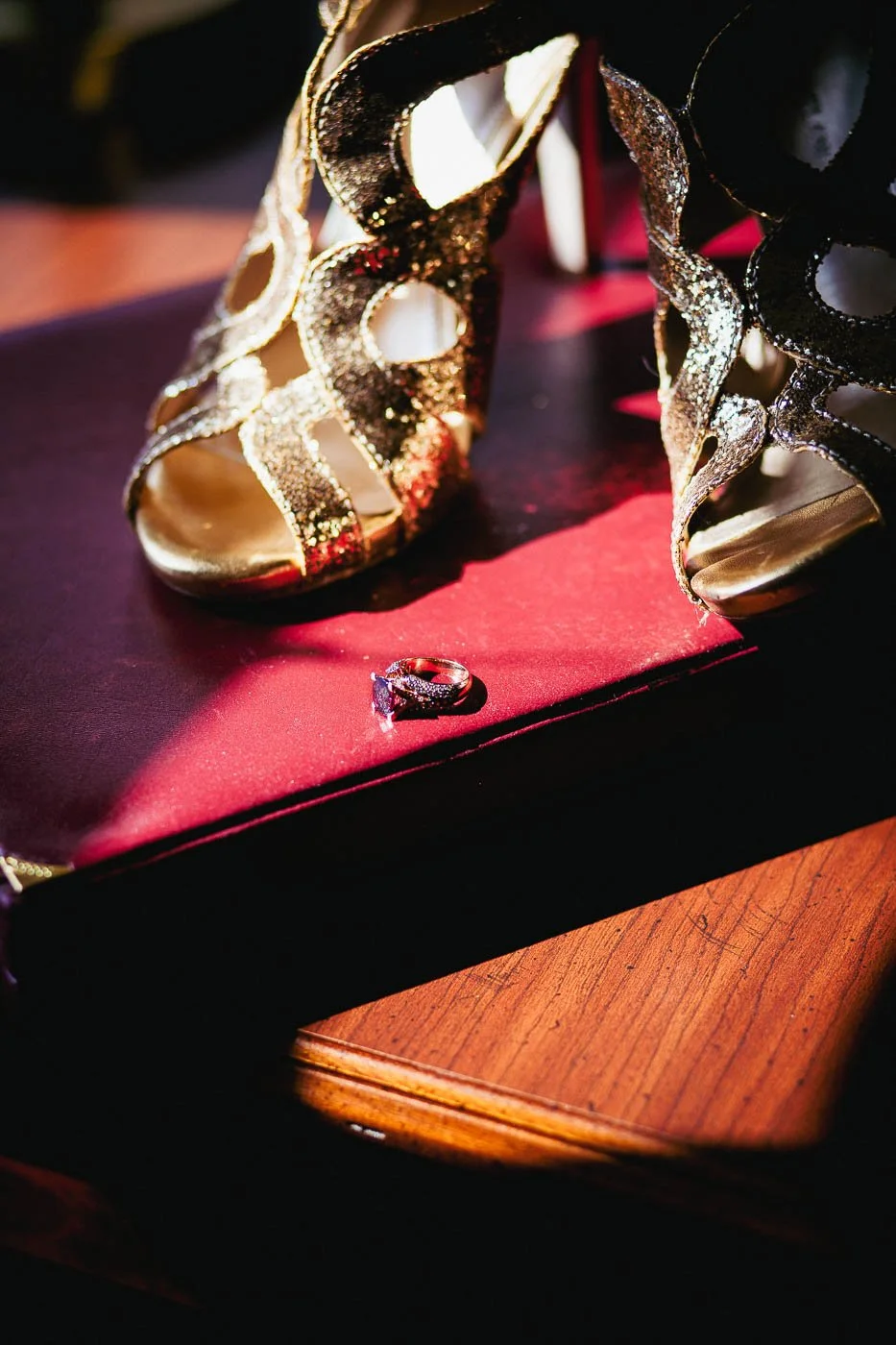 Wedding shoes and ring details at St Louis wedding by Rahul Rana