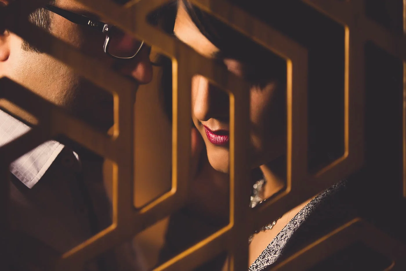 Bride and groom posing at Embeya Restaurant West Loop Chicago pre-wedding session by Rahul Rana Photography
