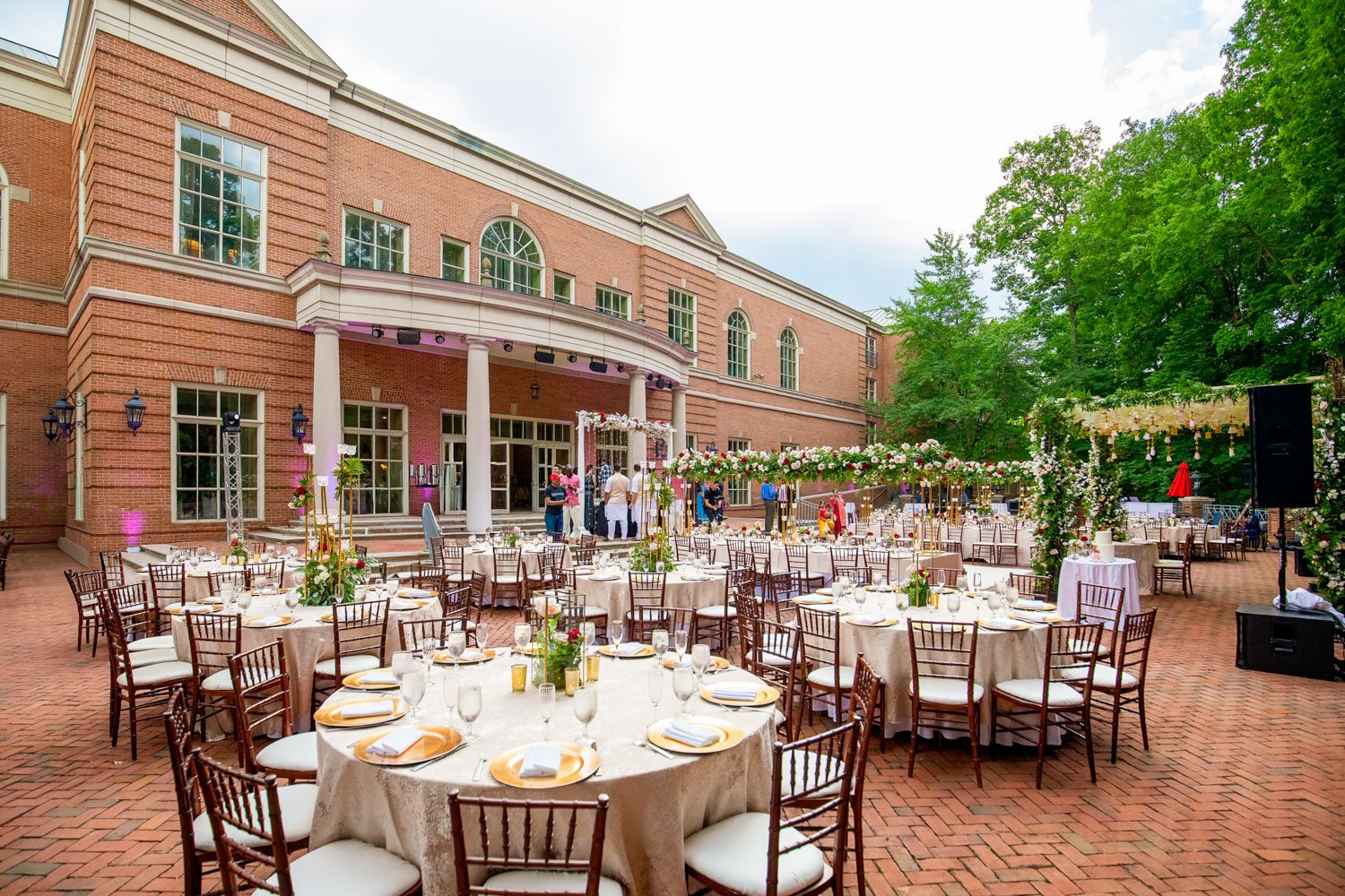 Indian wedding reception at the outdoor patio in Westfields Marriott Washington Dulles