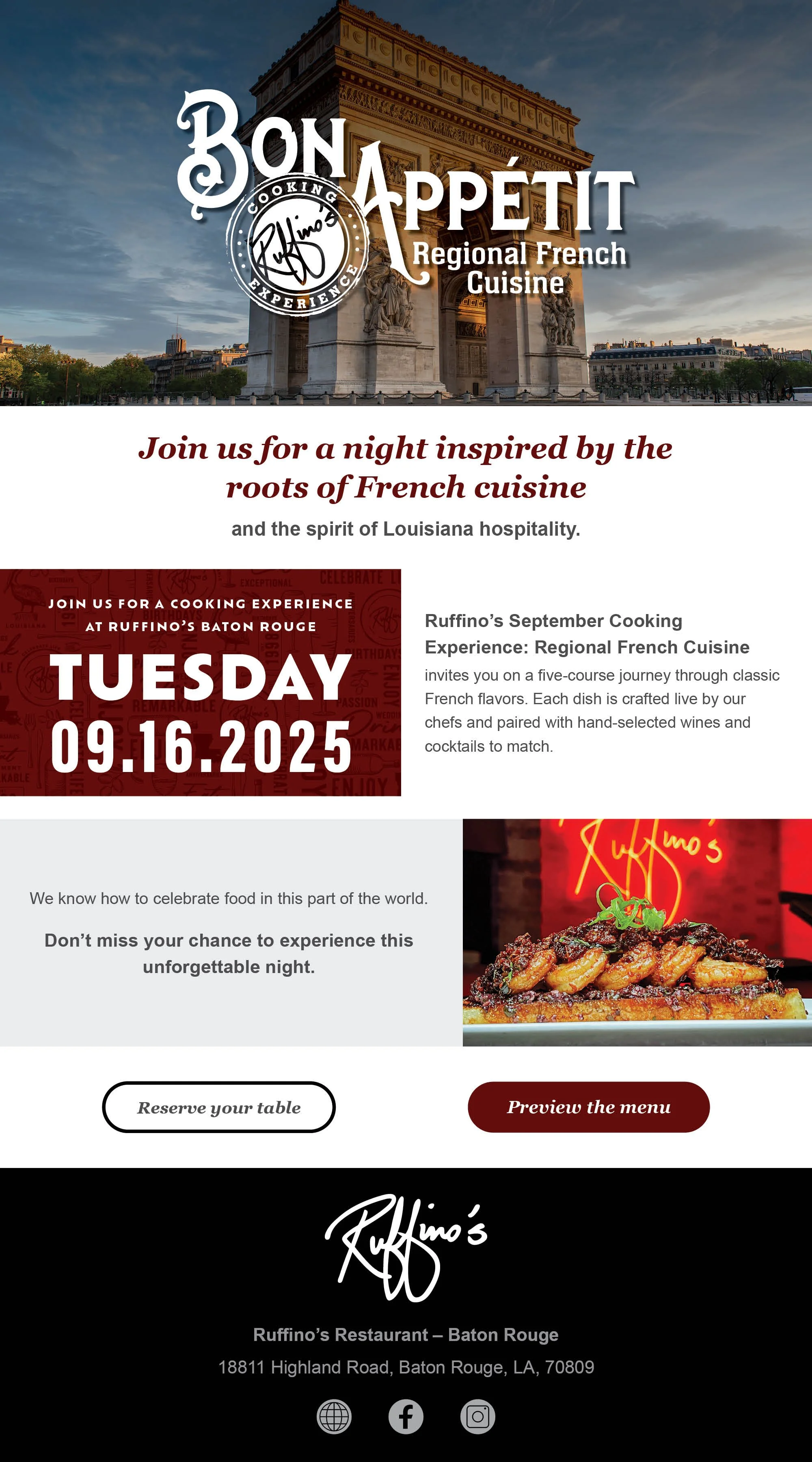 Cooking Experience Email Campaign