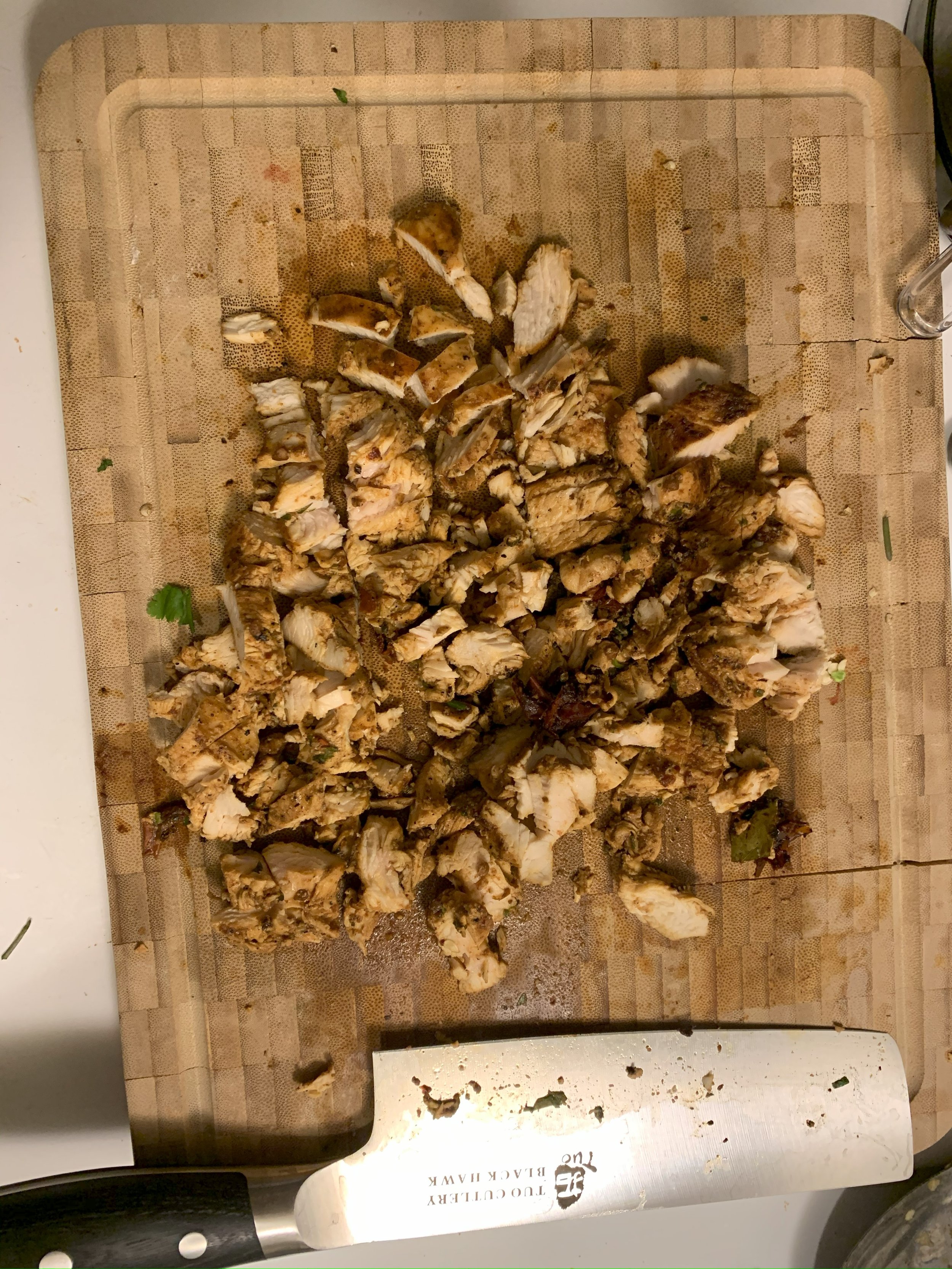 Chipotle Adobo chicken, chopped for tacos