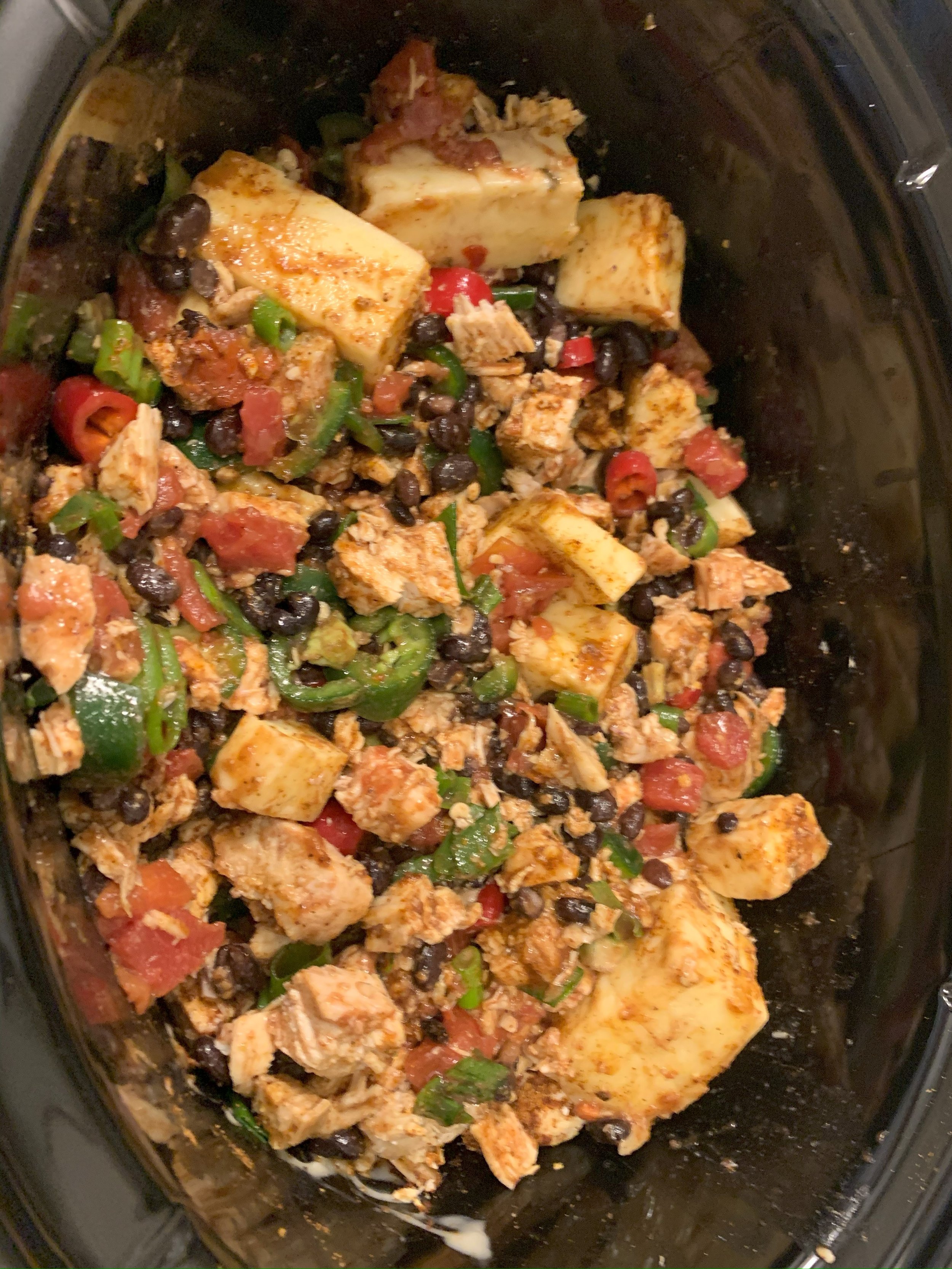 Pre slow cooked THC infused chipotle chicken dip with and THC infused butter